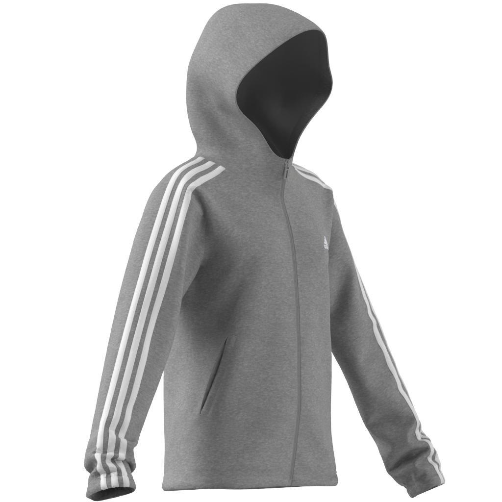 Kids Essentials 3-Stripes Full-Zip Hoodie, Grey, , large image number 12