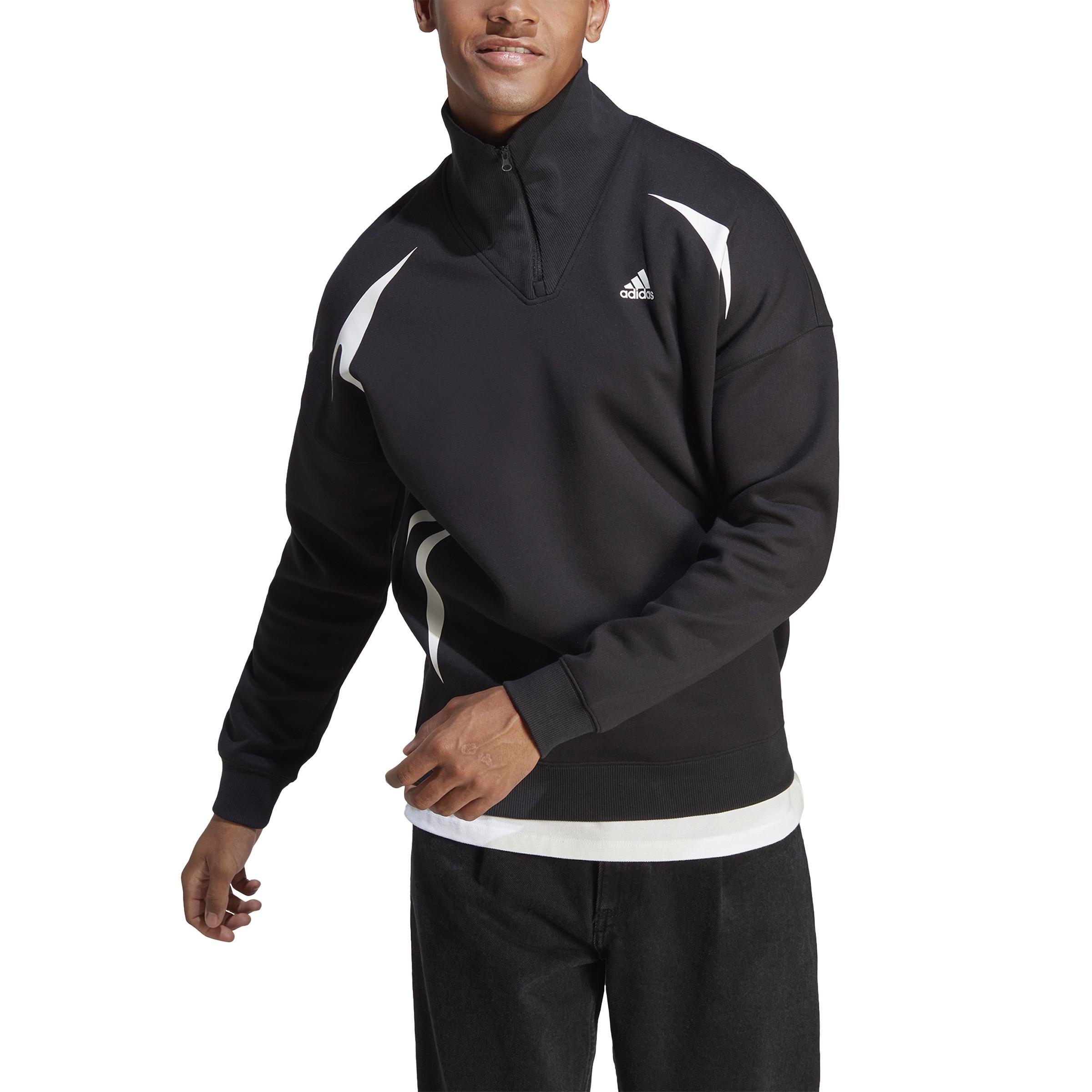 Colorblock Quarter Zip Sweatshirt, Black, A901_ONE, large image number 0