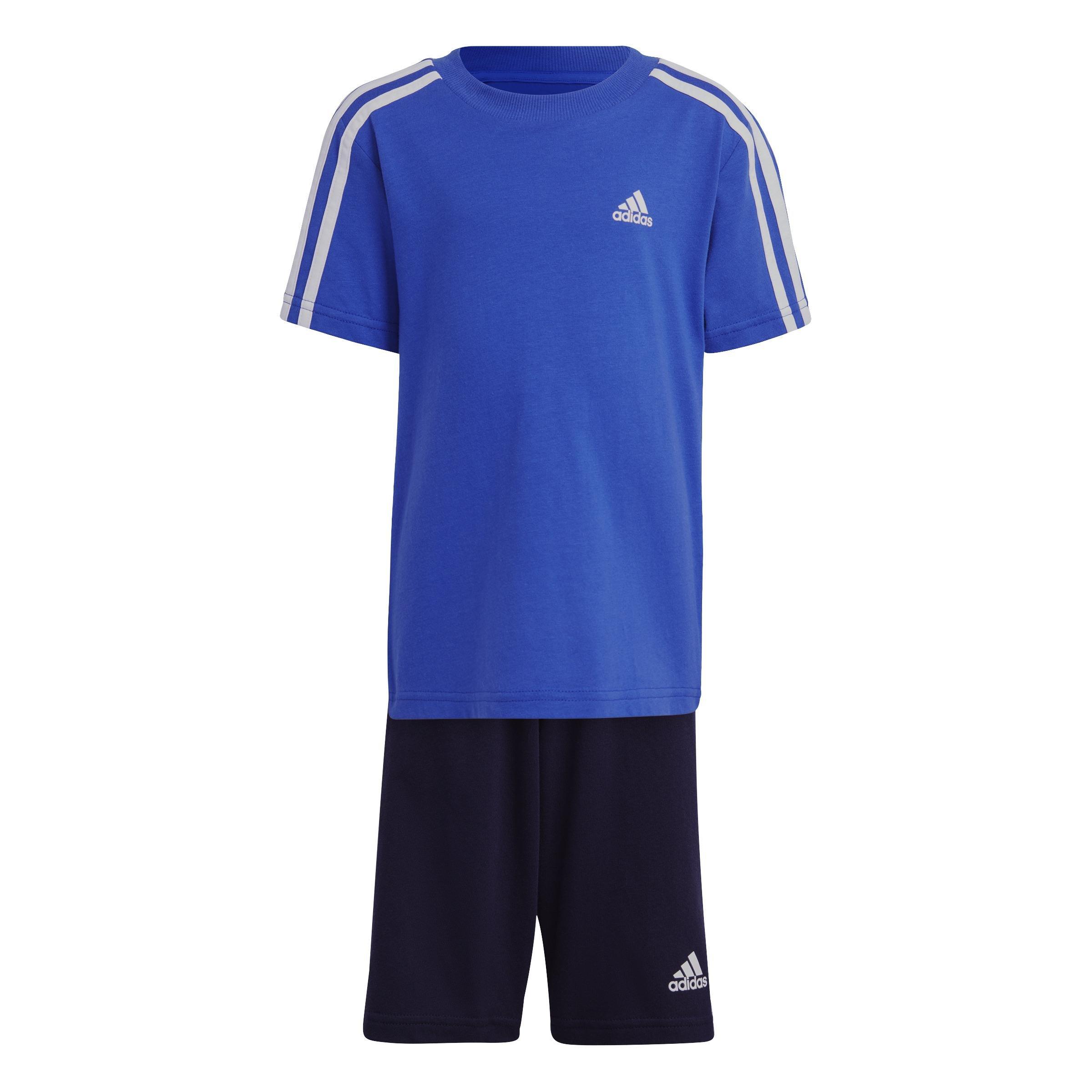 Unisex Kids Essentials 3-Stripes Tee and Shorts Set, Blue, A901_ONE, large image number 0
