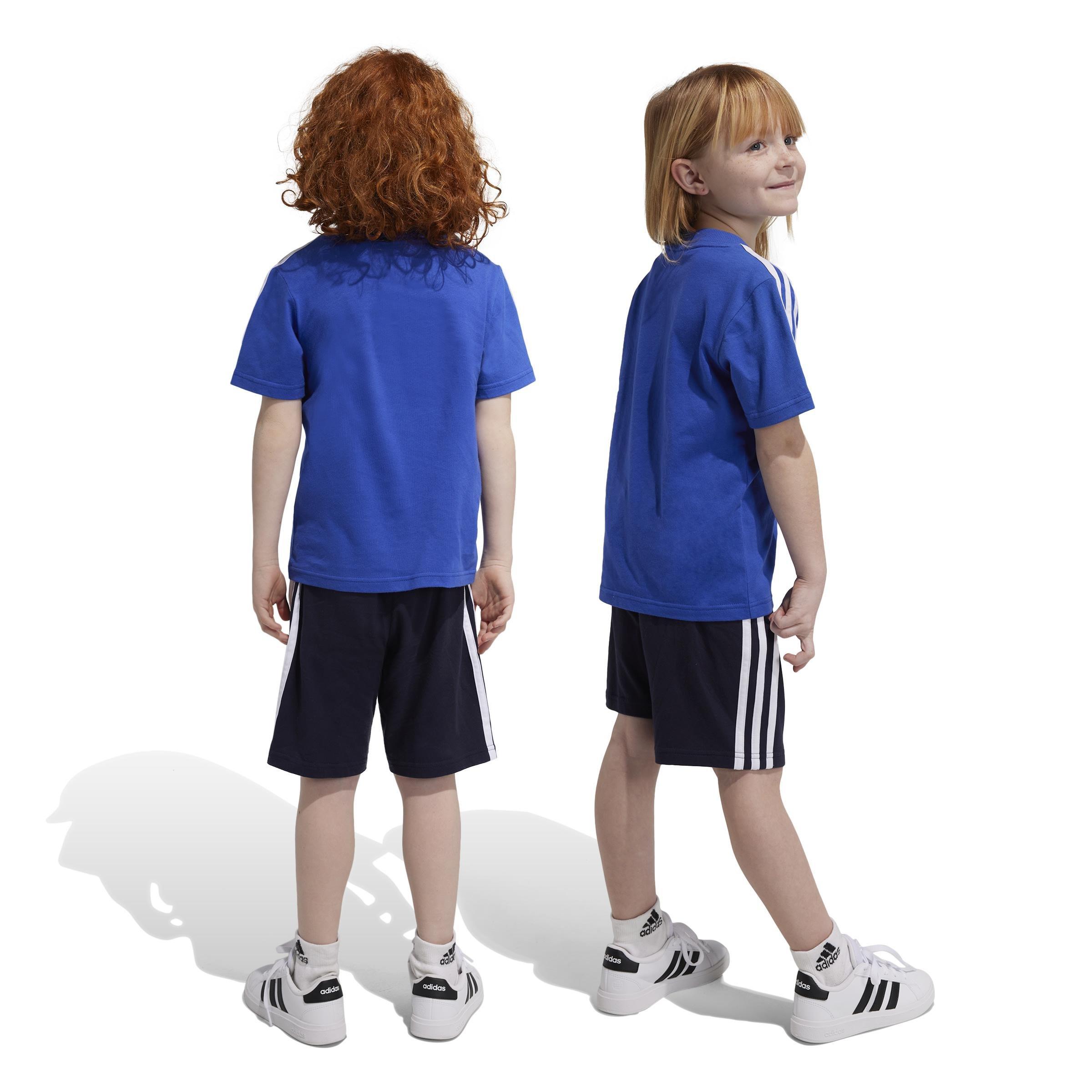 Unisex Kids Essentials 3-Stripes Tee and Shorts Set, Blue, A901_ONE, large image number 1