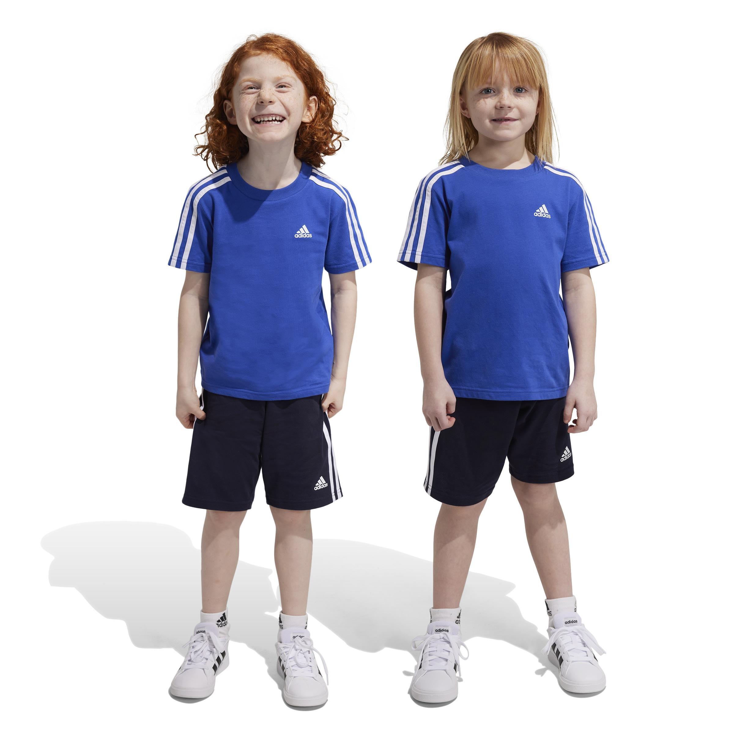 Unisex Kids Essentials 3-Stripes Tee and Shorts Set, Blue, A901_ONE, large image number 11