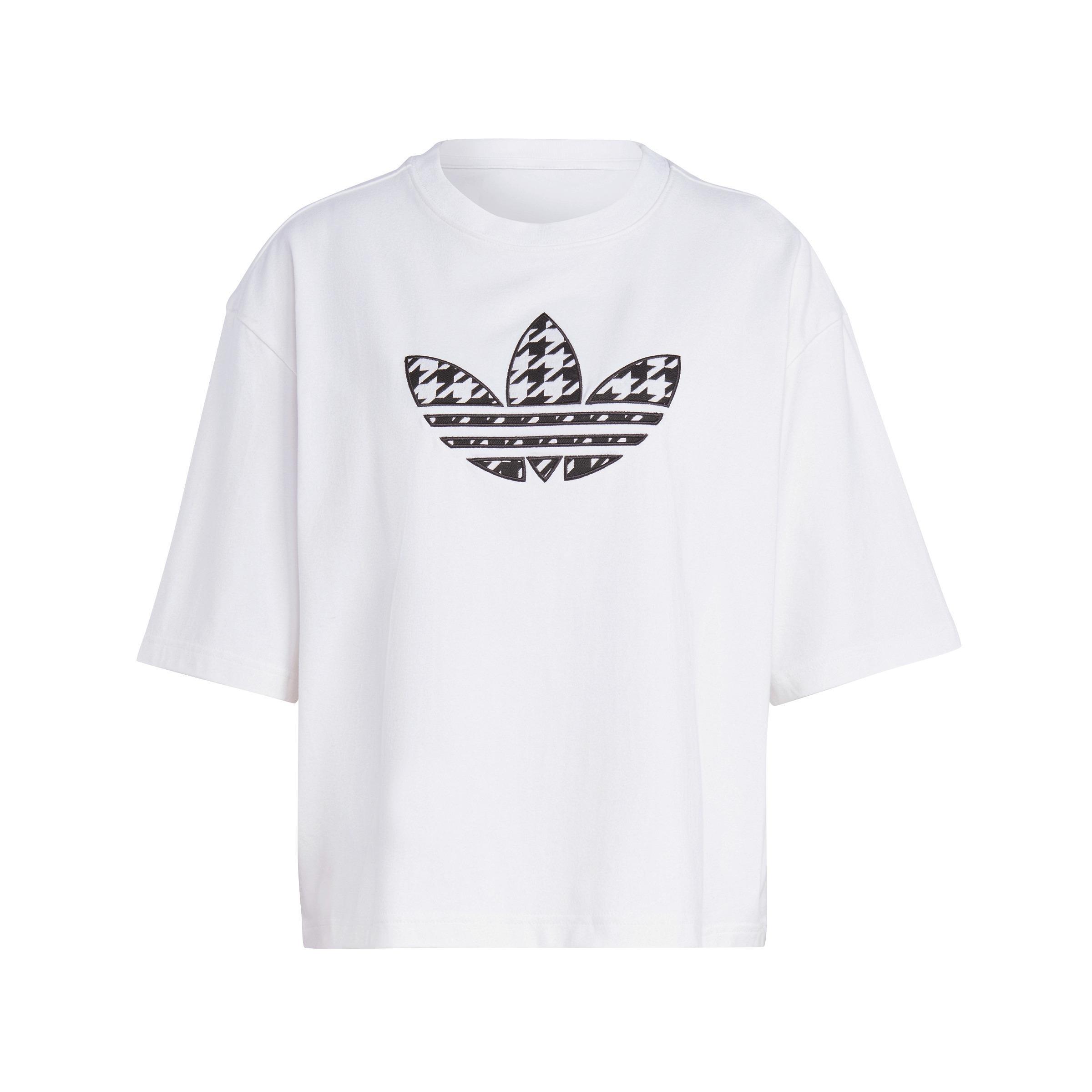 Originals Houndstooth Trefoil Infill T-Shirt, White, A901_ONE, large image number 0