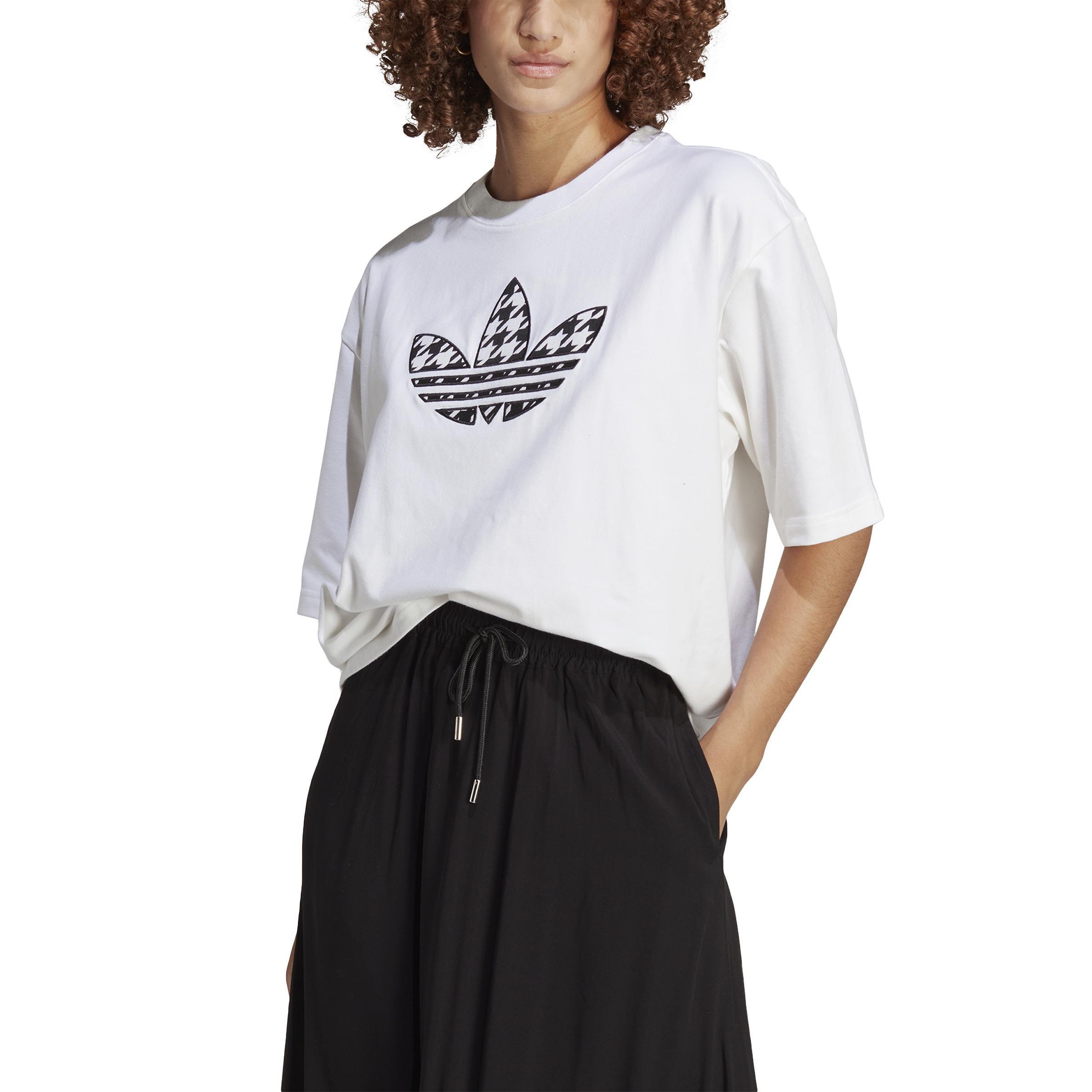 Originals Houndstooth Trefoil Infill T-Shirt, White, A901_ONE, large image number 1