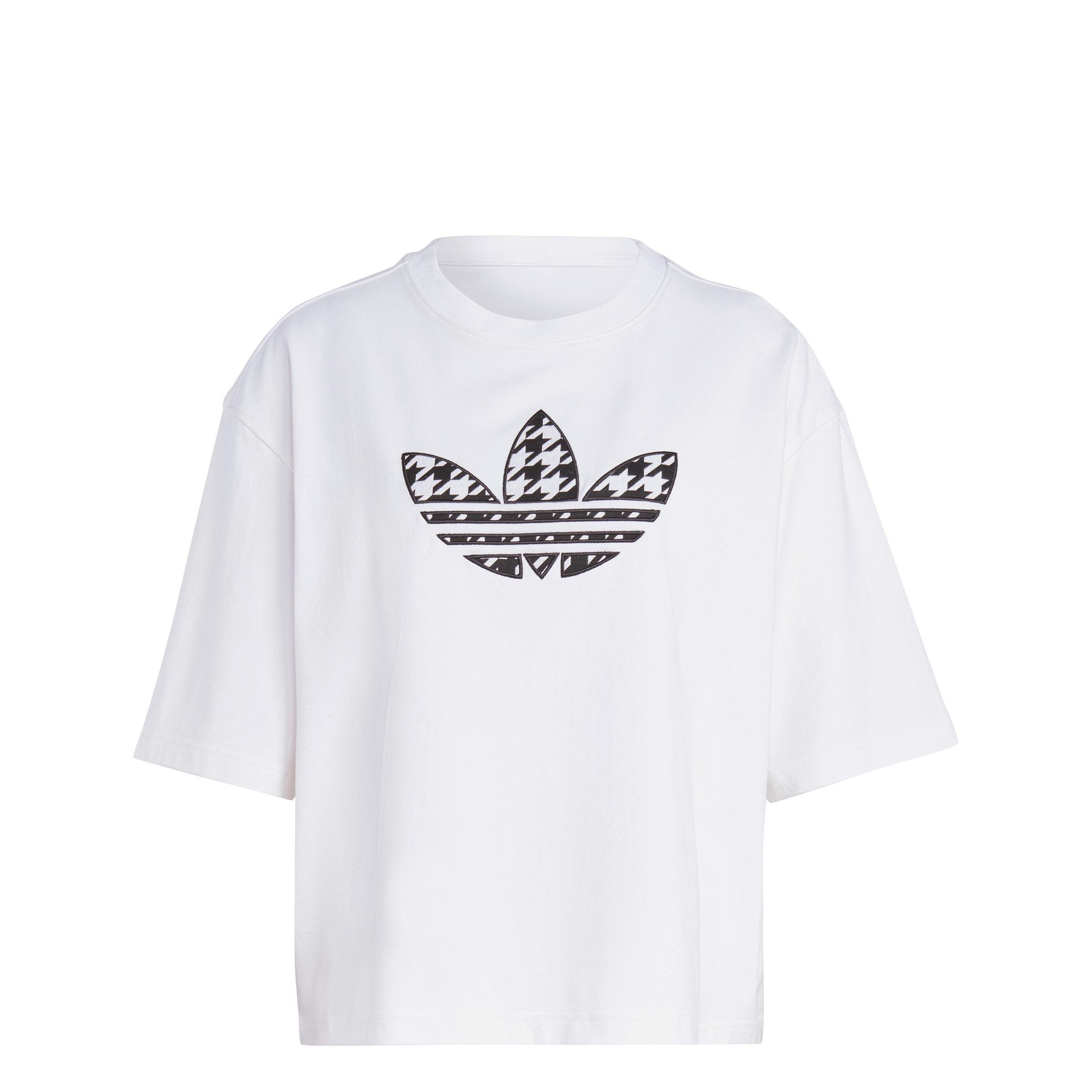 Originals Houndstooth Trefoil Infill T-Shirt, White, A901_ONE, large image number 2