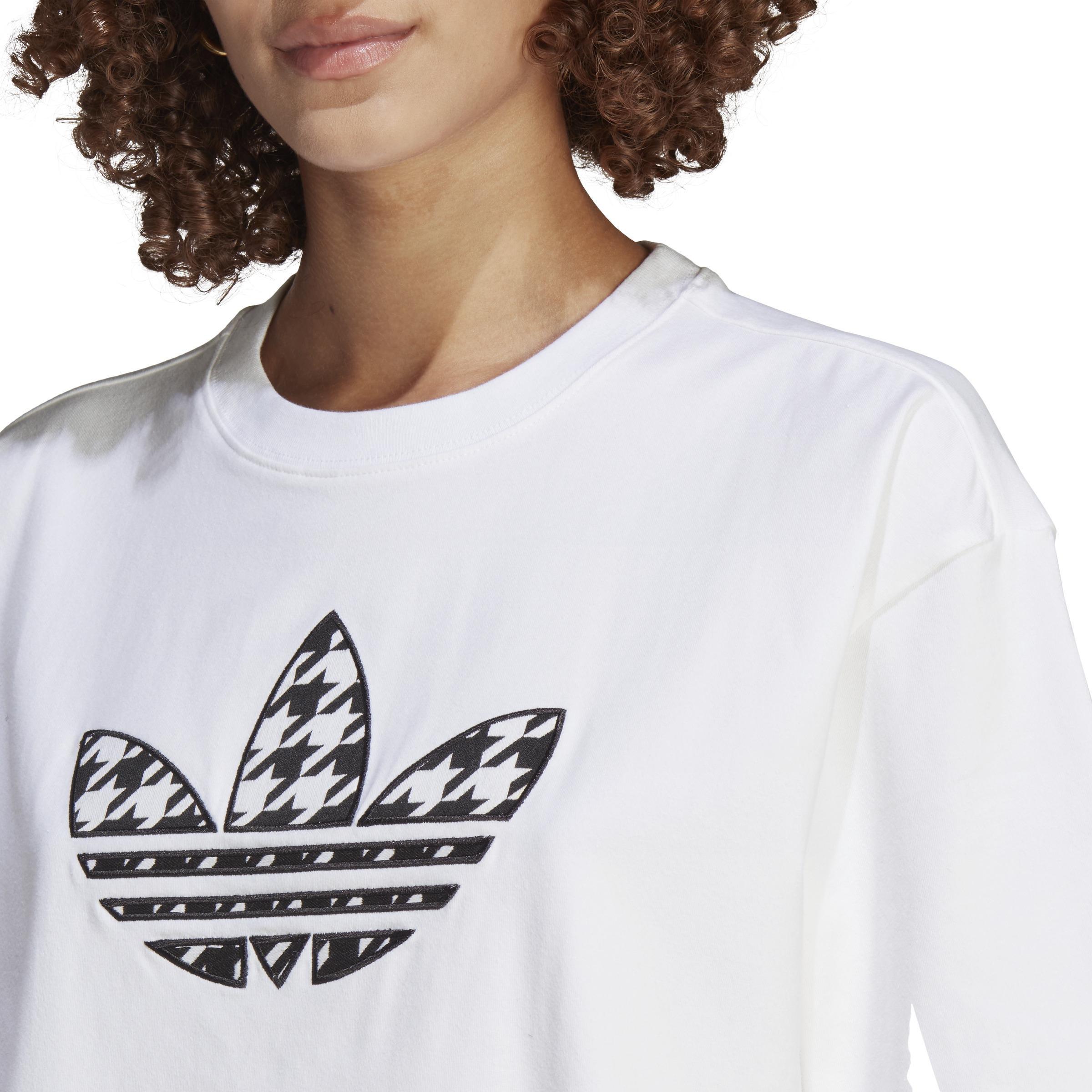 Originals Houndstooth Trefoil Infill T-Shirt, White, A901_ONE, large image number 4