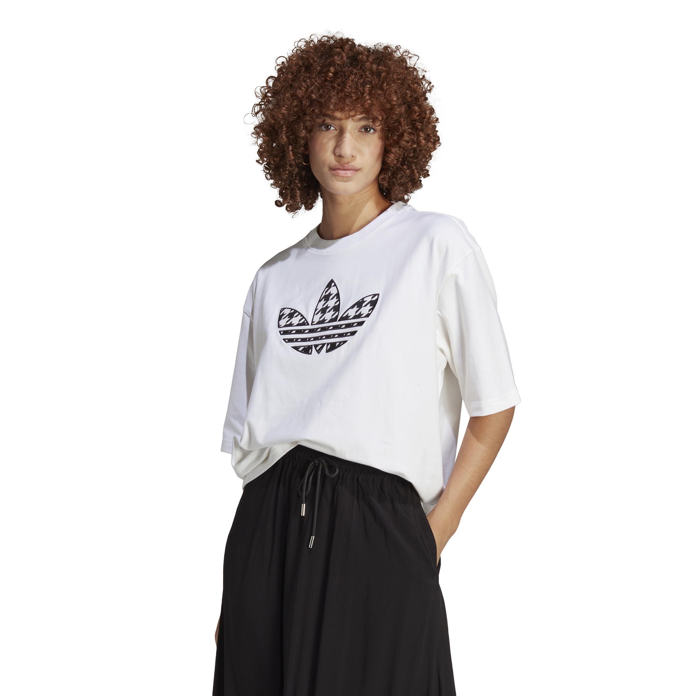 Originals Houndstooth Trefoil Infill T-Shirt, White, A901_ONE, large image number 11