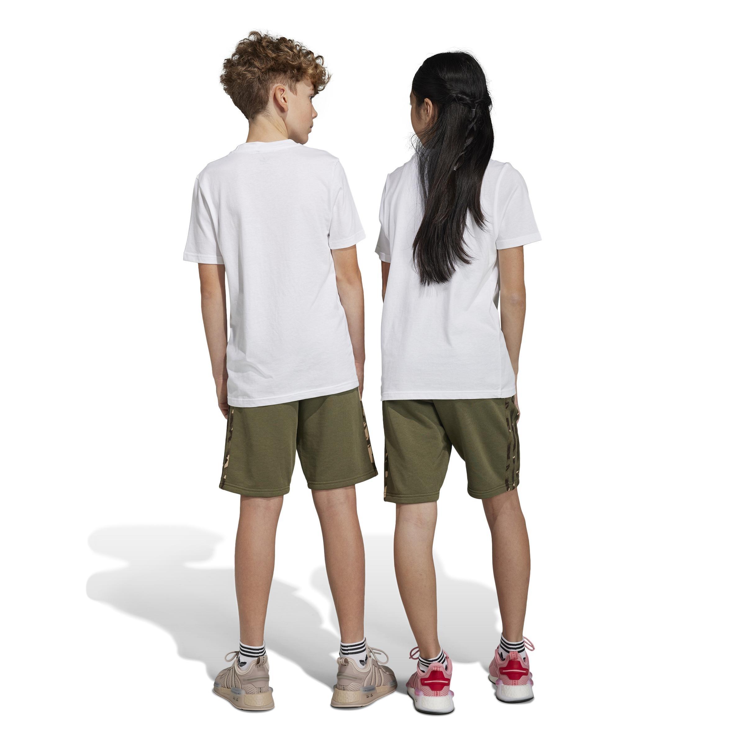 Unisex Kids Camo Shorts, Green, , large image number 2