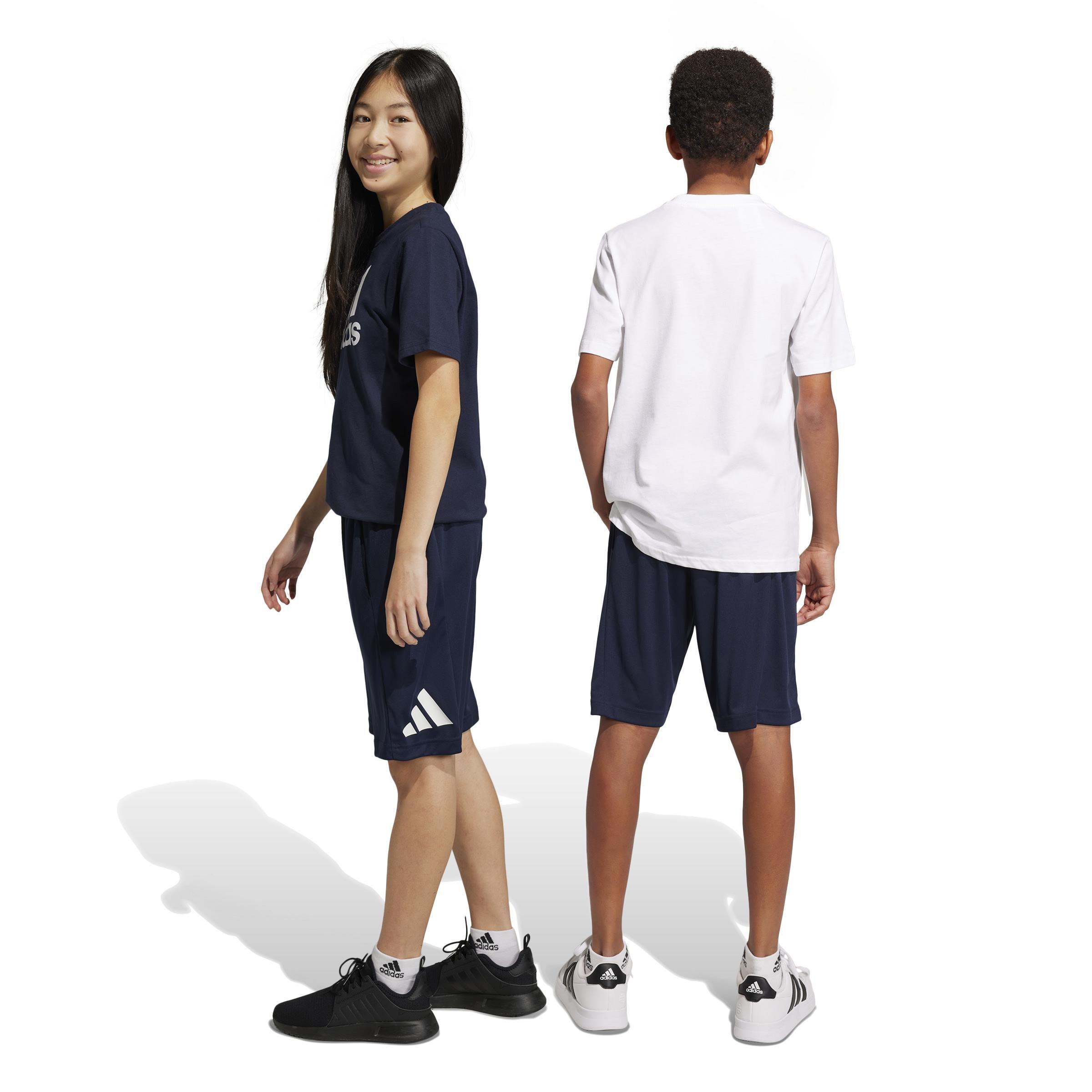 Unisex Kids Train Essentials AEROREADY Logo Regular-Fit Shorts, Blue, , large image number 2