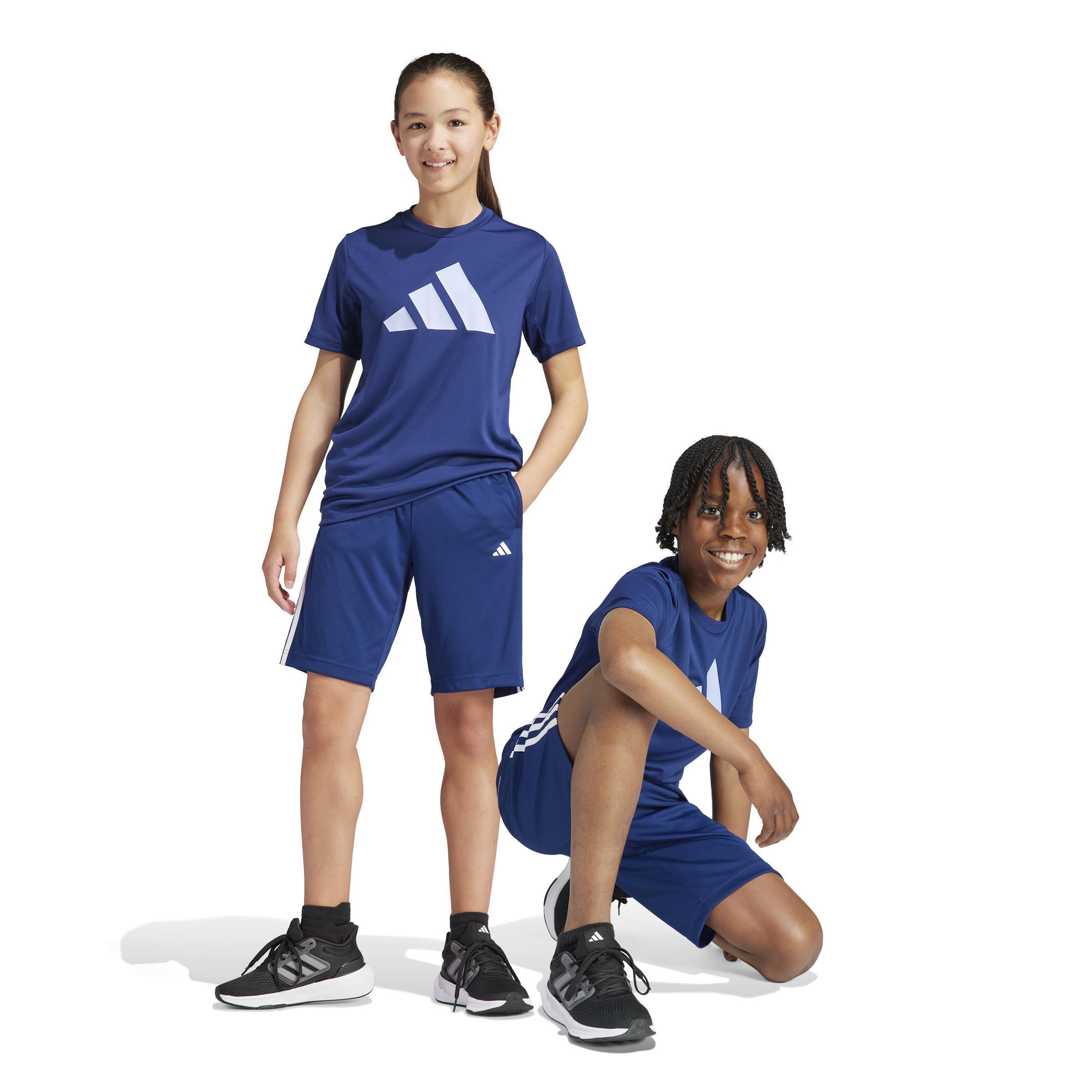 Unisex Kids Train Essentials AEROREADY 3-Stripes Regular-Fit Shorts, Blue, , large image number 7