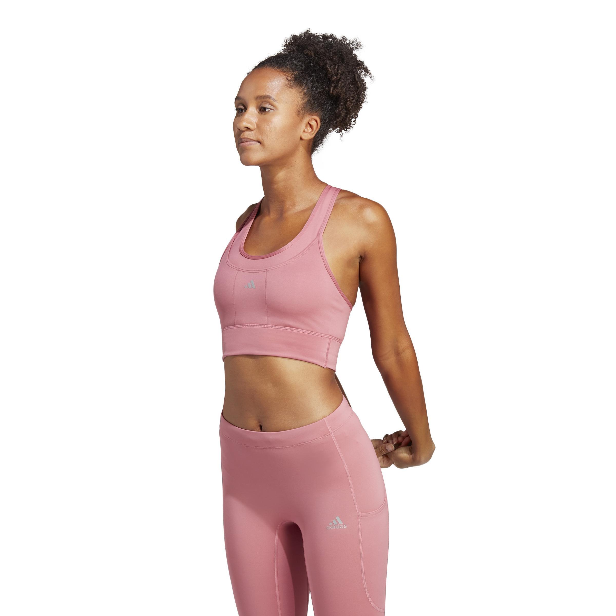 Medium-Support Running Pocket Bra, Pink, , large image number 0
