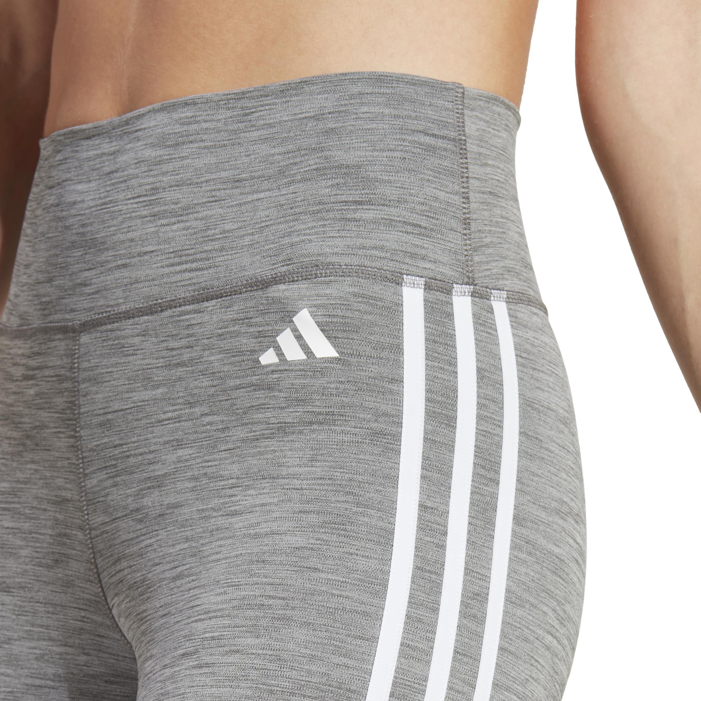 Train Essentials 3-Stripes High-Waisted 7/8 Leggings, Grey, , large image number 4