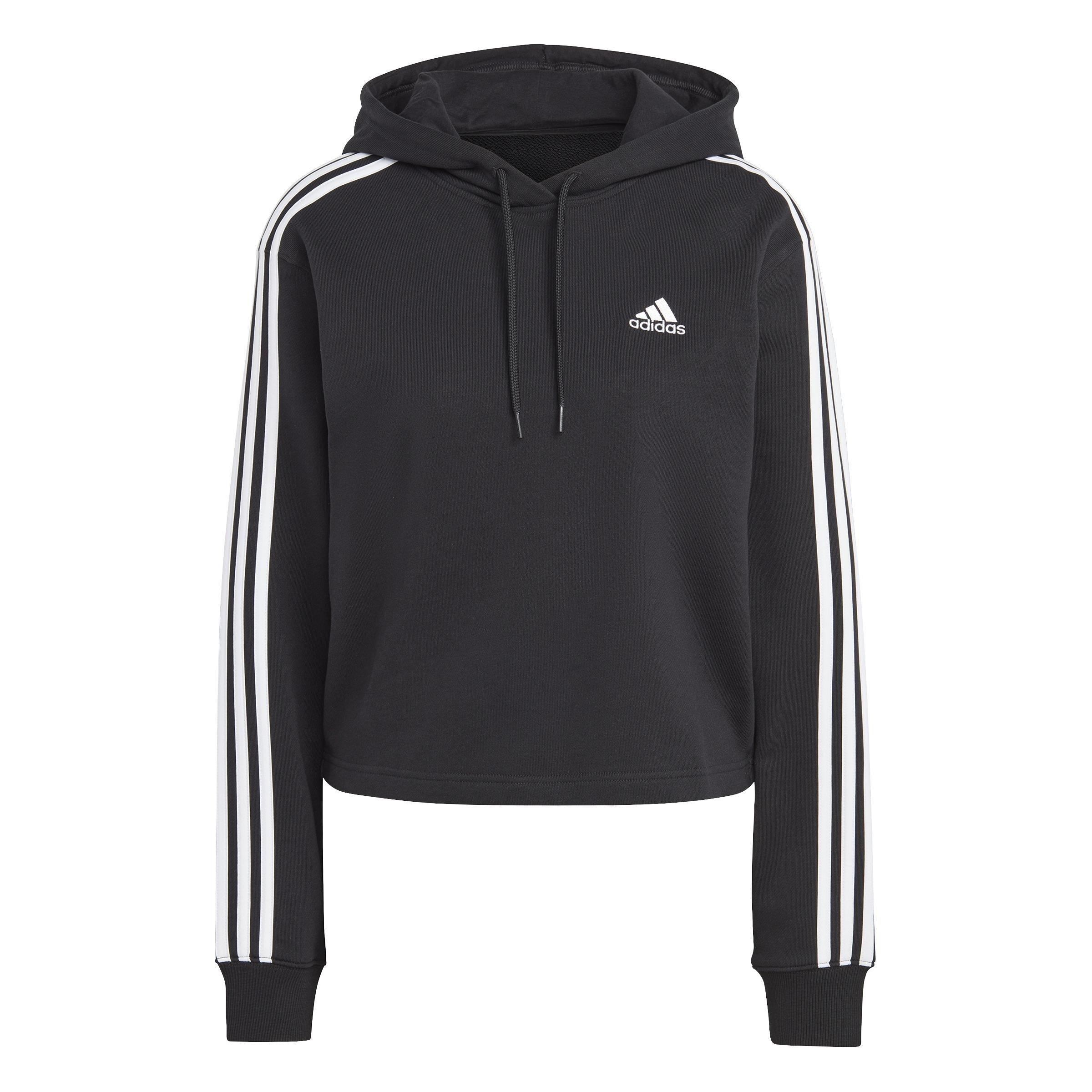 French Terry Crop Hoodie, Black, , large image number 1