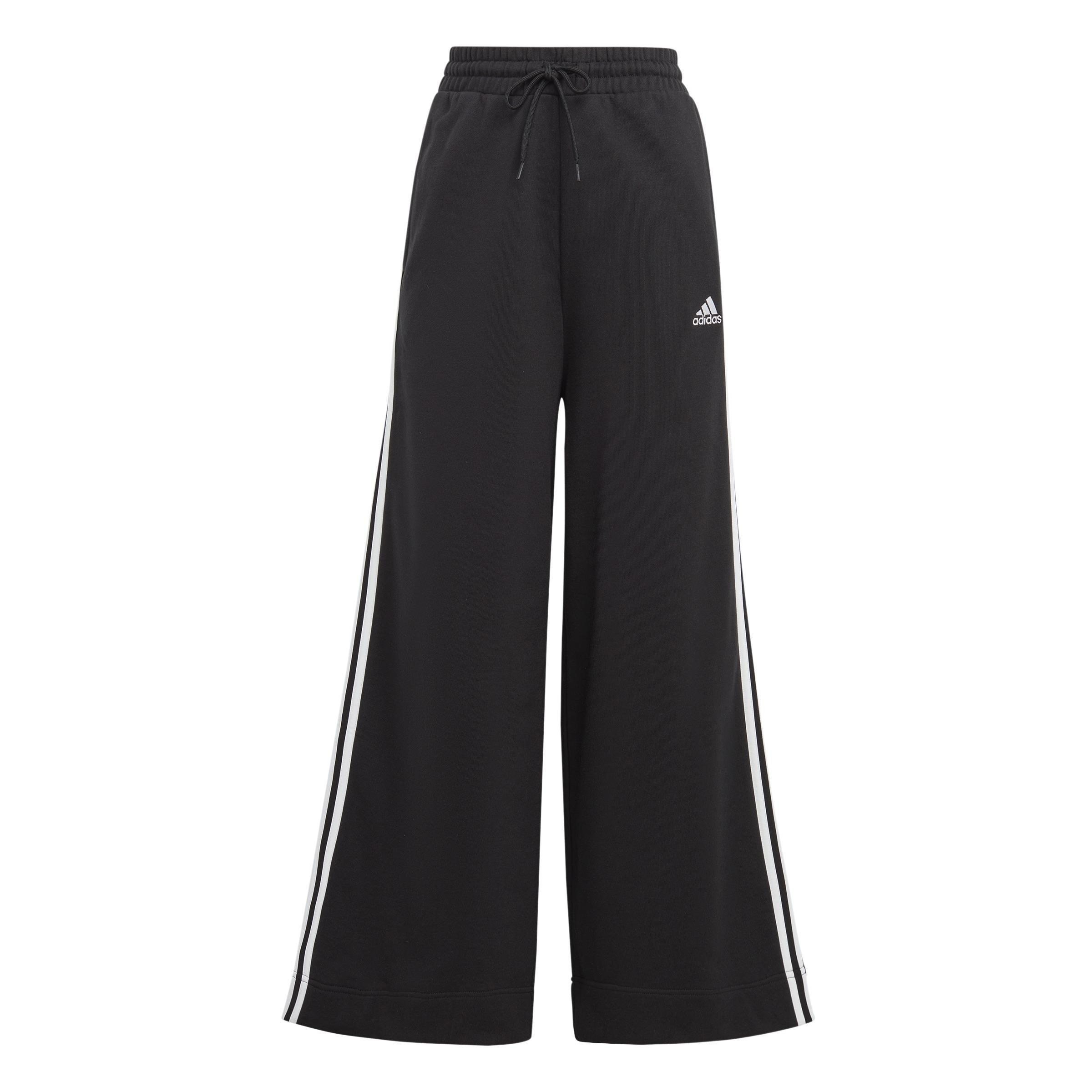 Essentials 3-Stripes French Terry Wide Joggers, Black, A901_ONE, large image number 0