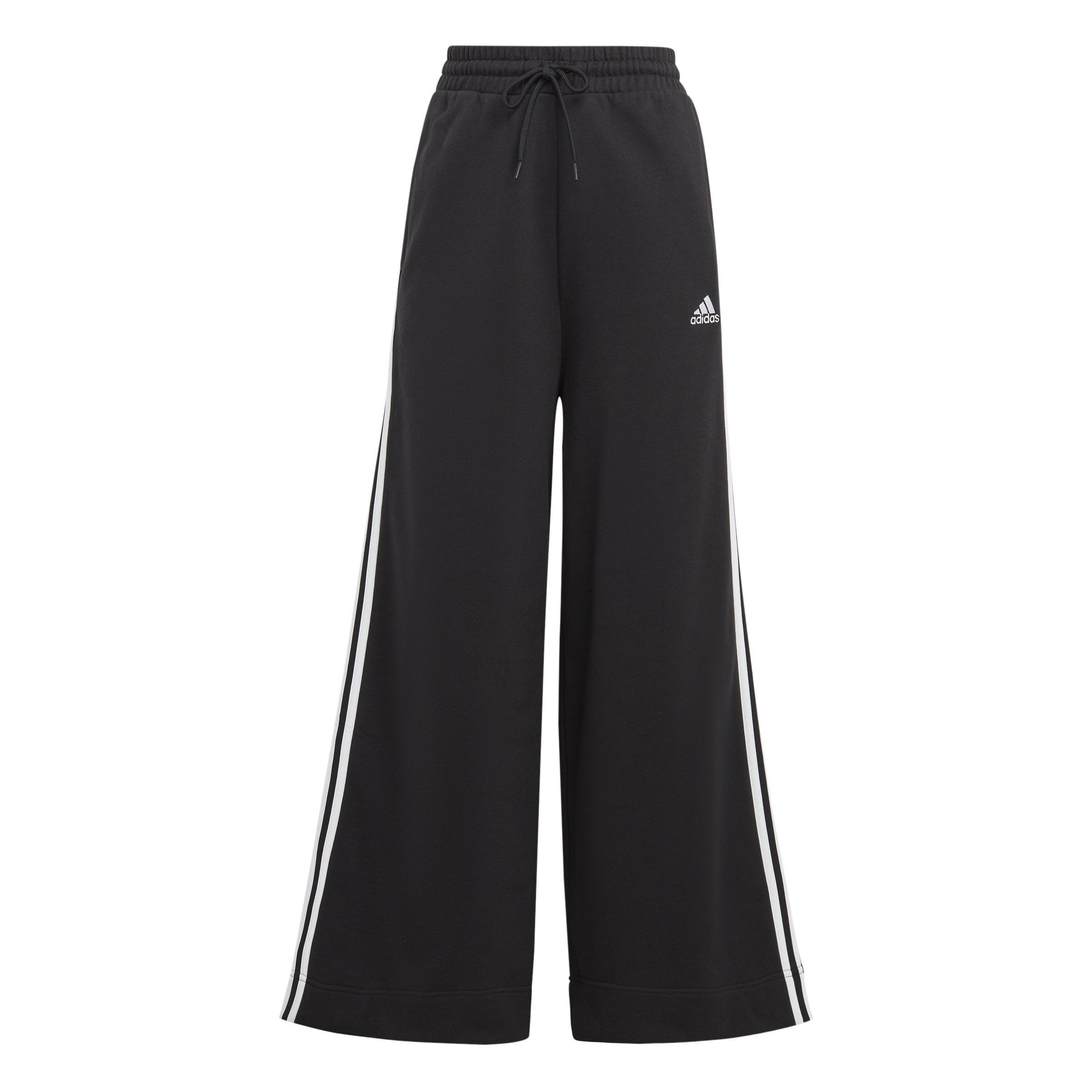 Essentials 3-Stripes French Terry Wide Joggers, Black, A901_ONE, large image number 1