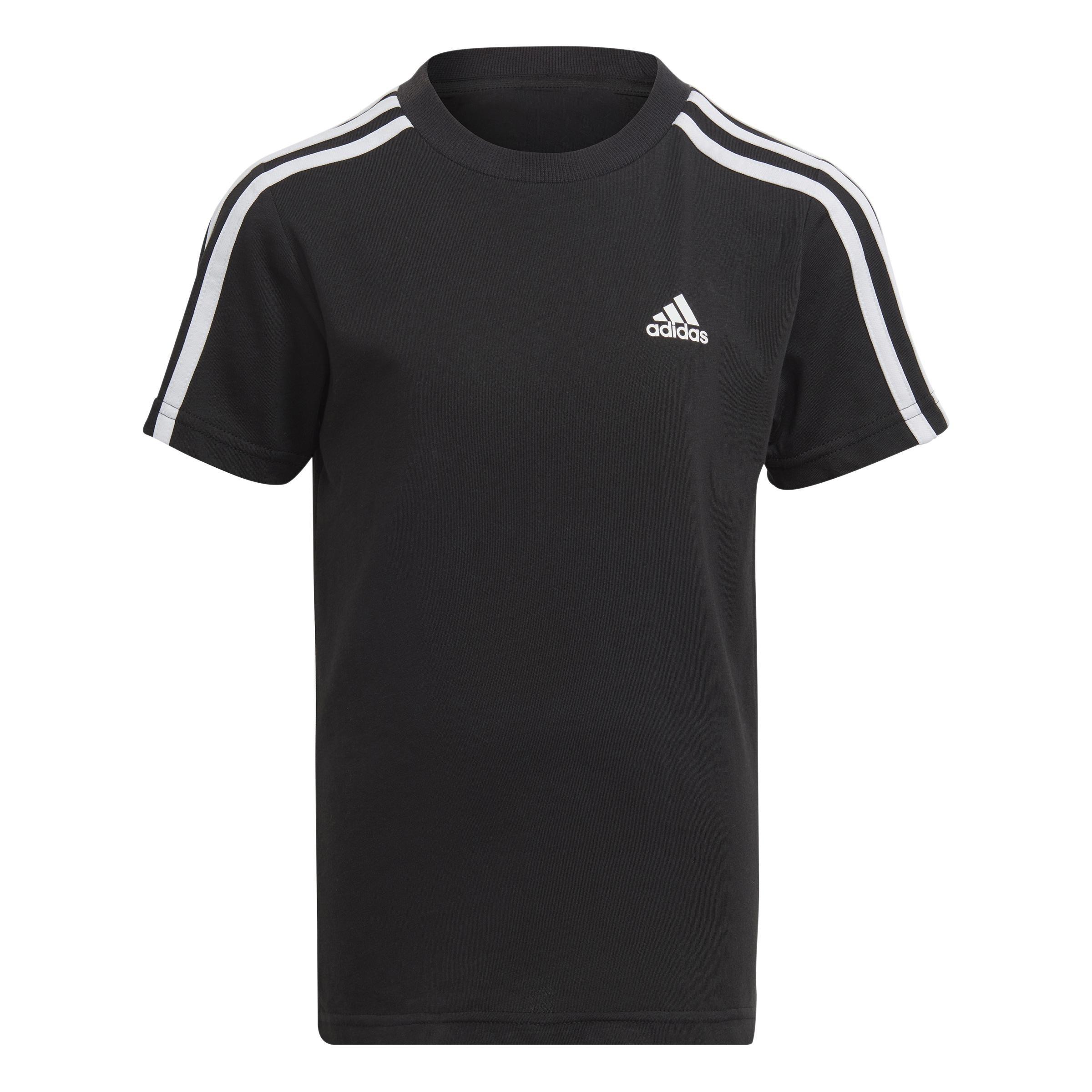 Unisex Kids Essentials 3-Stripes Cotton T-Shirt, Black, , large image number 1