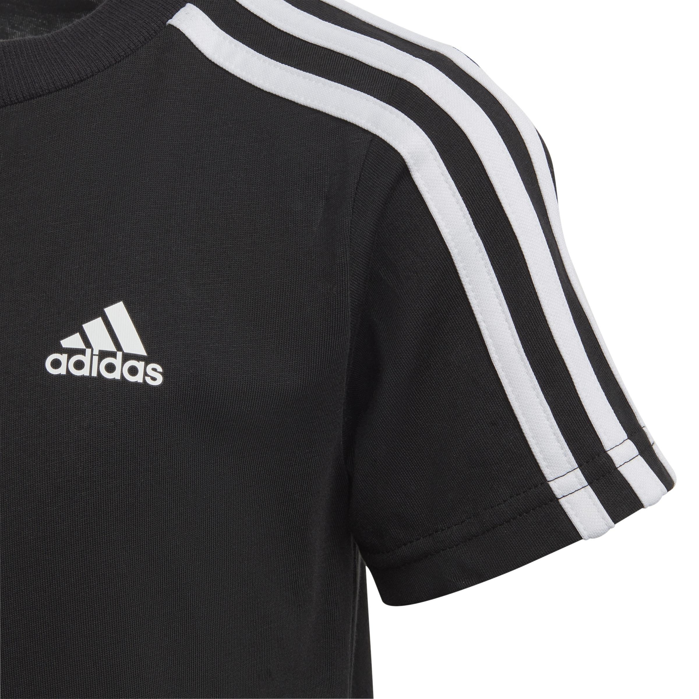 Unisex Kids Essentials 3-Stripes Cotton T-Shirt, Black, , large image number 3