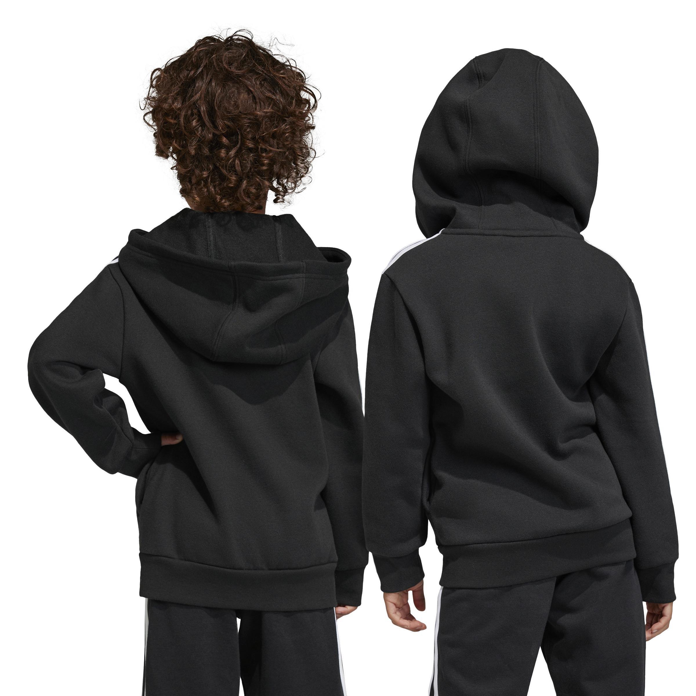 Unisex Kids Essentials 3-Stripes Zip Hooded Jacket, Black, , large image number 3