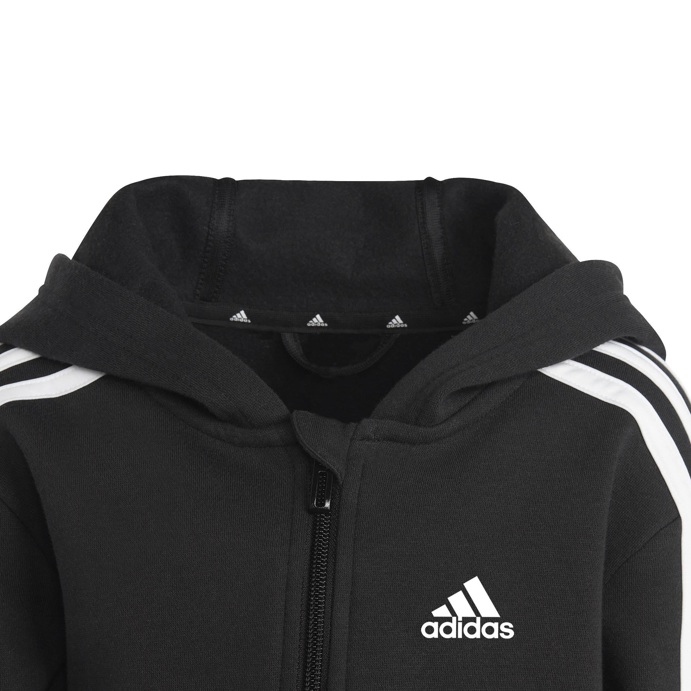Unisex Kids Essentials 3-Stripes Zip Hooded Jacket, Black, , large image number 4
