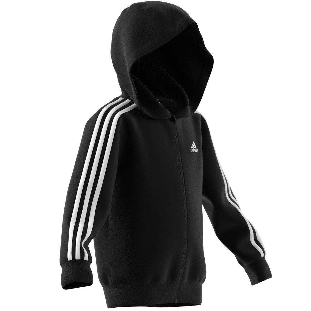 Unisex Kids Essentials 3-Stripes Zip Hooded Jacket, Black, , large image number 8