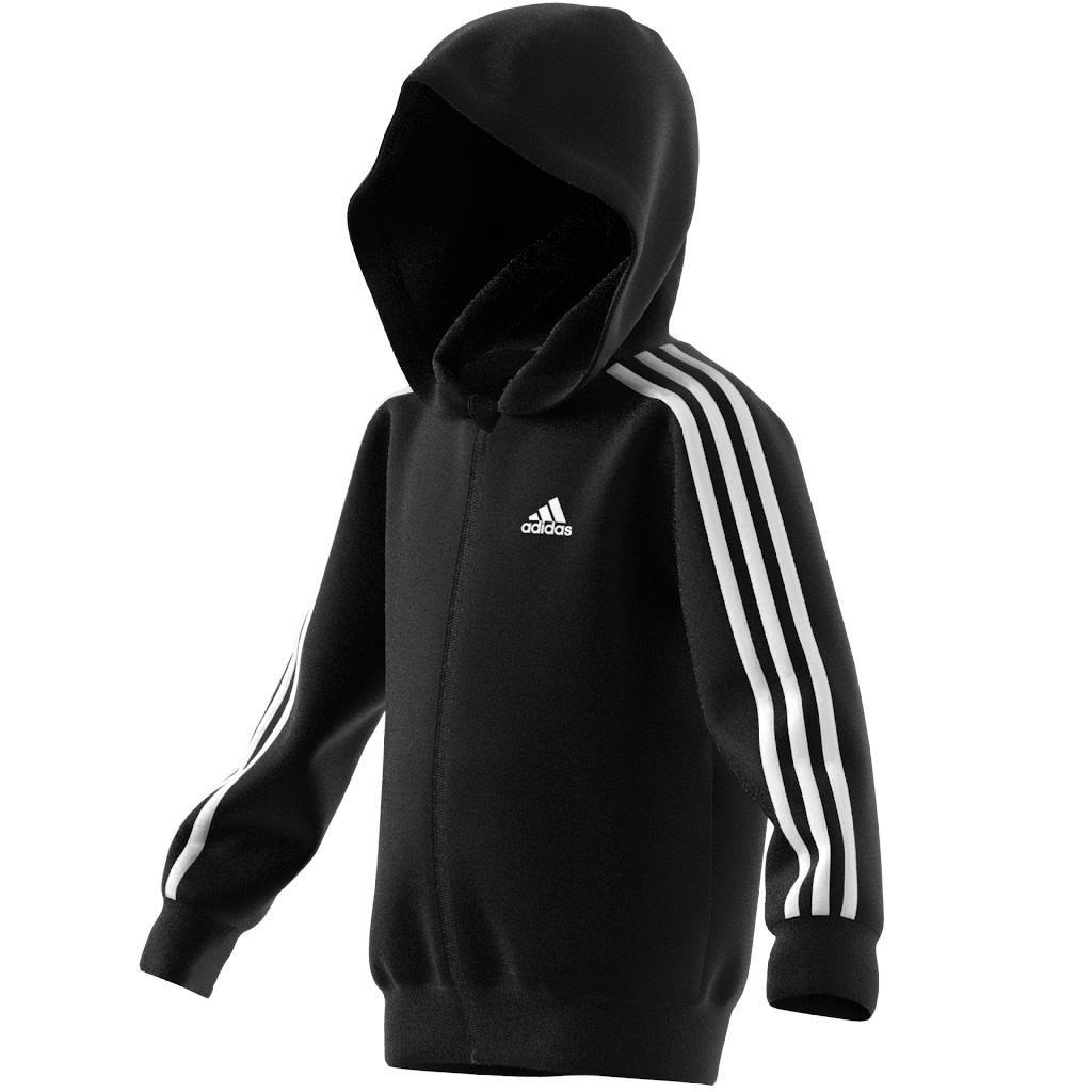 Unisex Kids Essentials 3-Stripes Zip Hooded Jacket, Black, , large image number 9