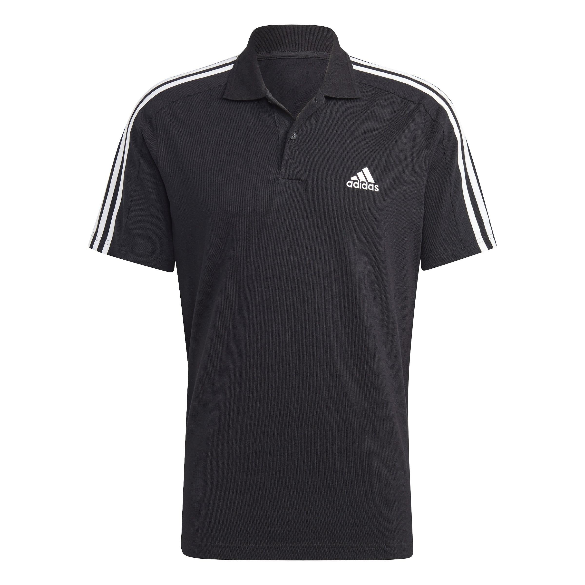 Essentials Pique Embroidered 3-Stripes Polo Shirt, Black, A901_ONE, large image number 0