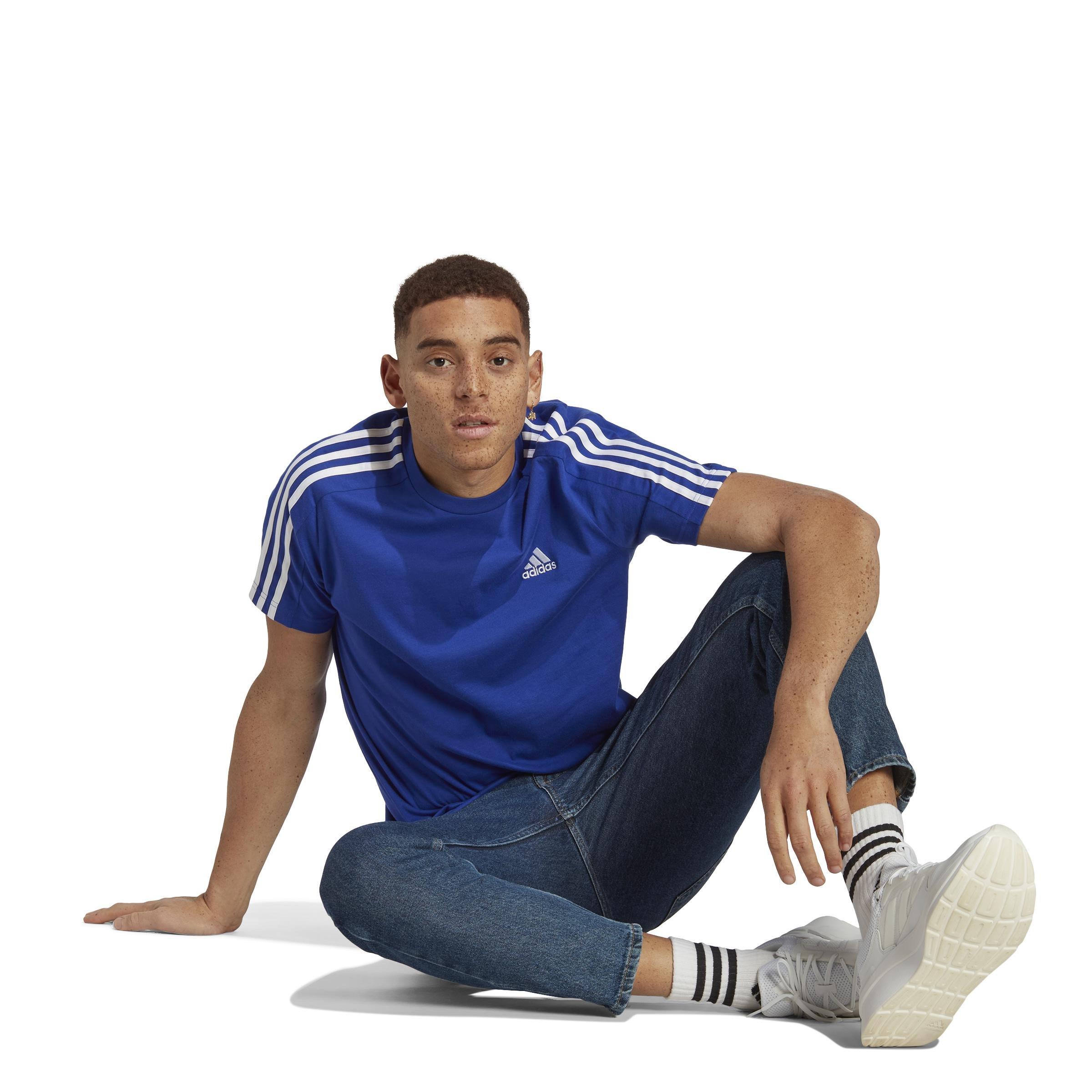 Essentials Single Jersey 3-Stripes T-Shirt, Blue, A901_ONE, large image number 14