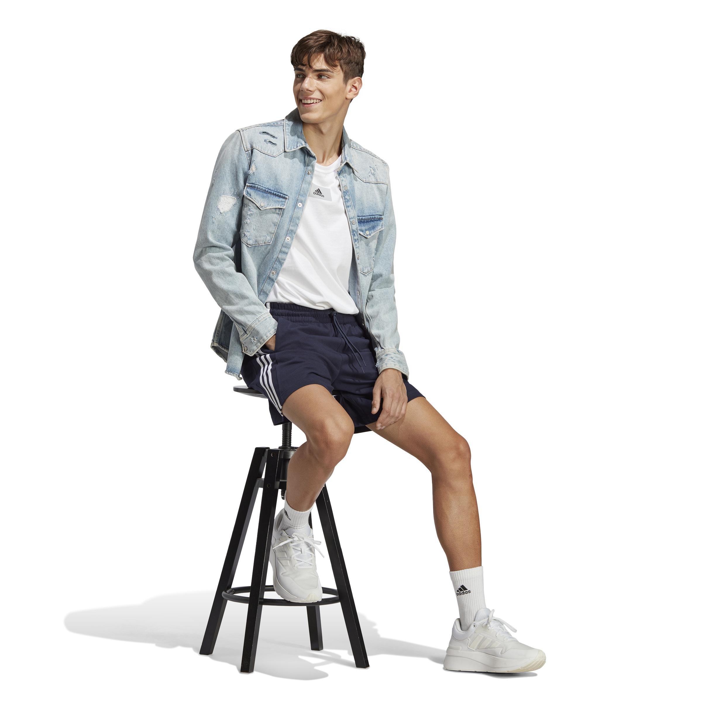 Essentials 3-Stripes Shorts, Blue, A901_ONE, large image number 8
