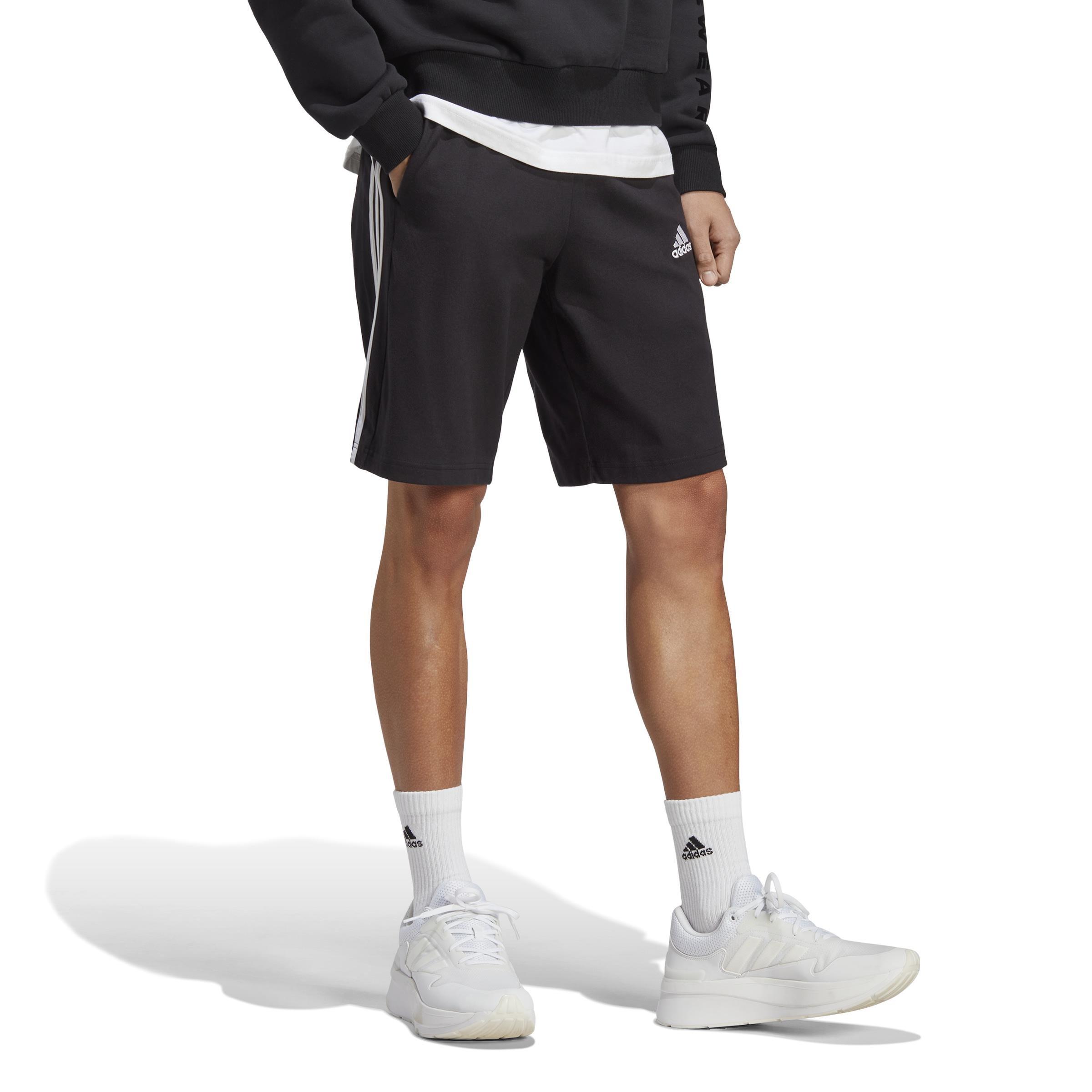 Essentials Single Jersey 3-Stripes Shorts, Black, A901_ONE, large image number 9
