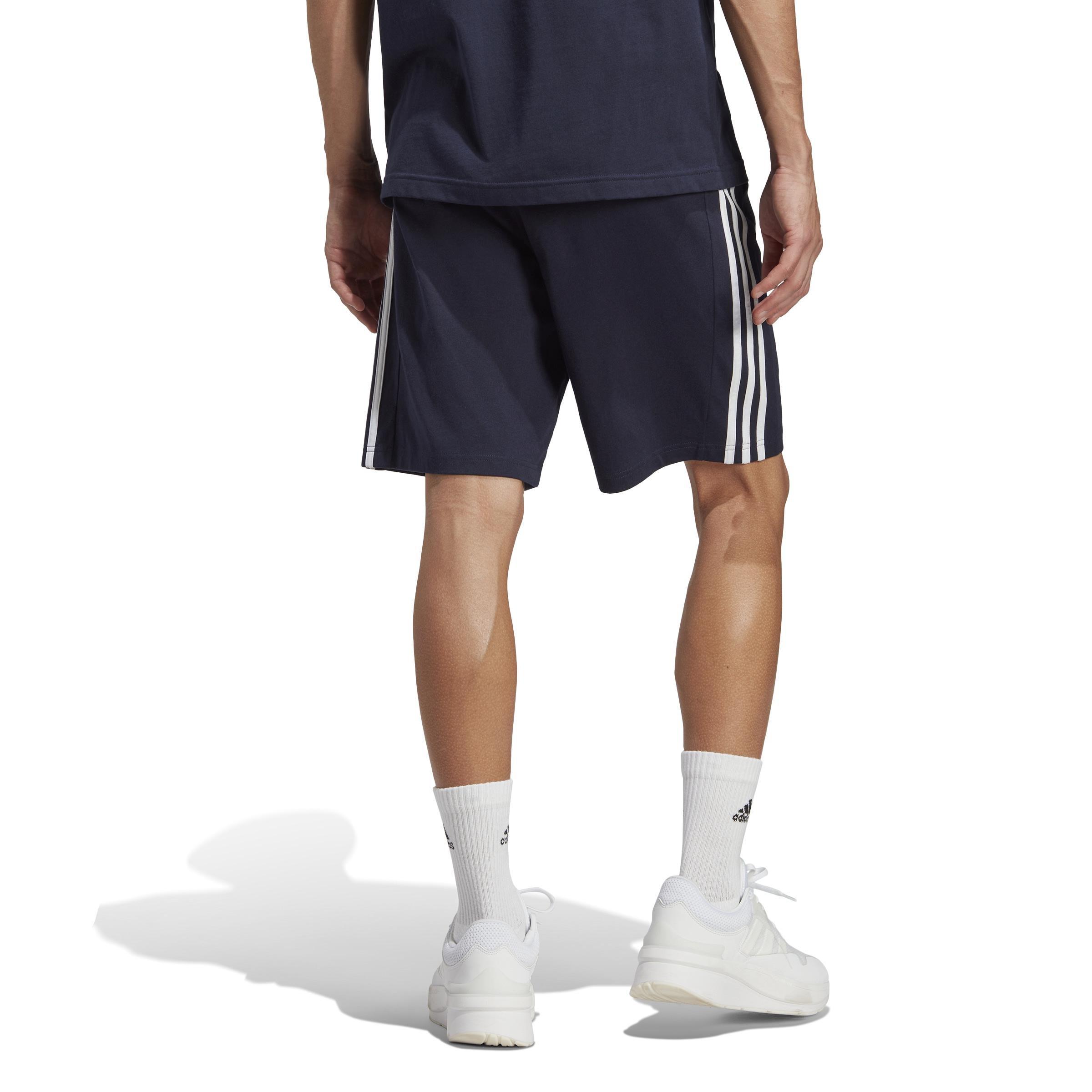 Essentials Single Jersey 3-Stripes Shorts, Blue, , large image number 1
