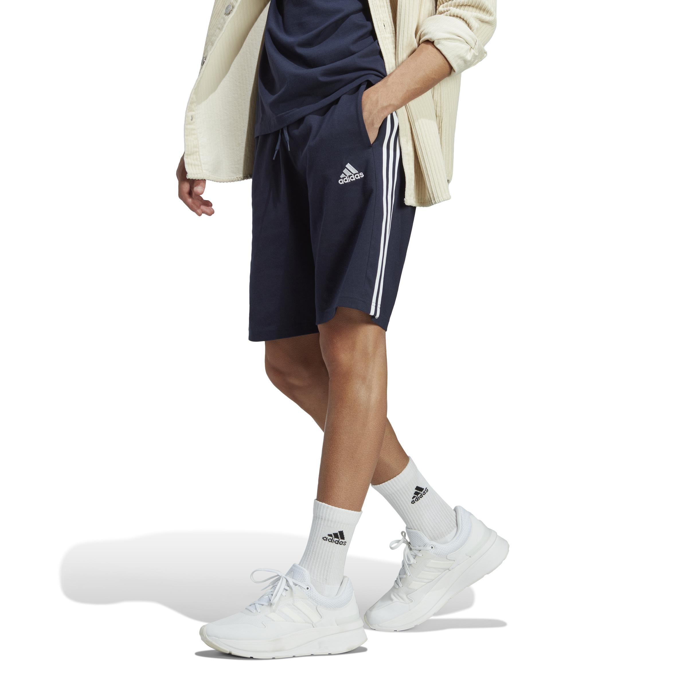 Essentials Single Jersey 3-Stripes Shorts, Blue, , large image number 6