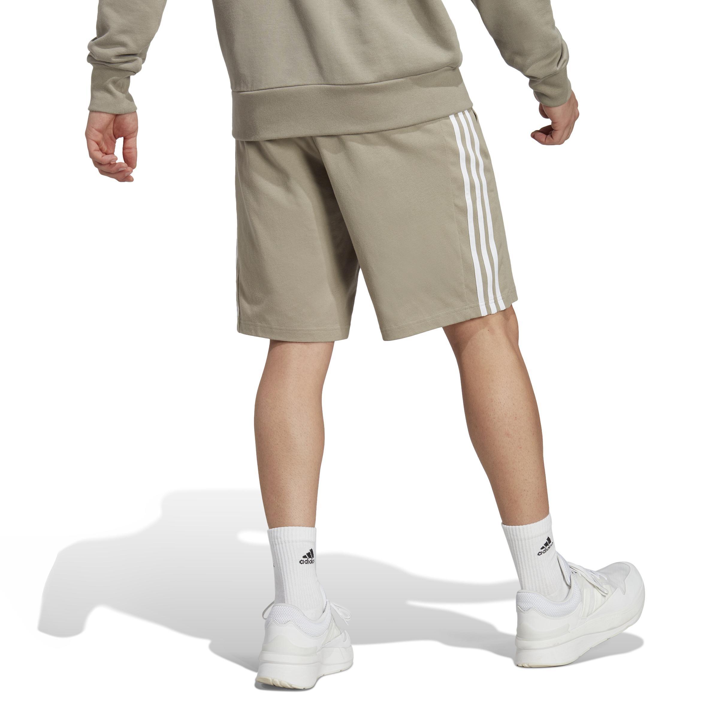 Essentials Single Jersey 3-Stripes Shorts, Green, A901_ONE, large image number 2