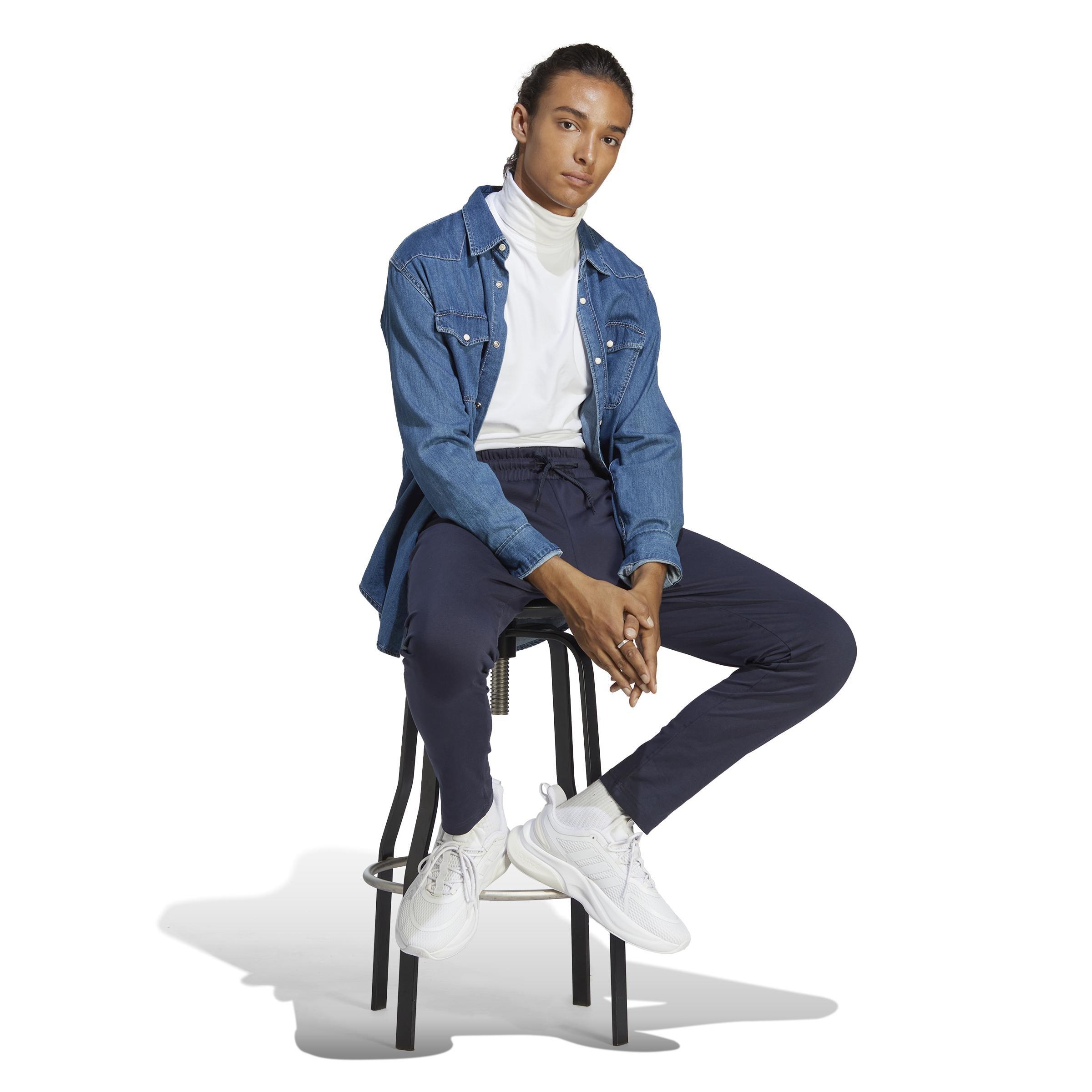 Essentials Single Jersey Tapered Open Hem Joggers, Blue, A901_ONE, large image number 7