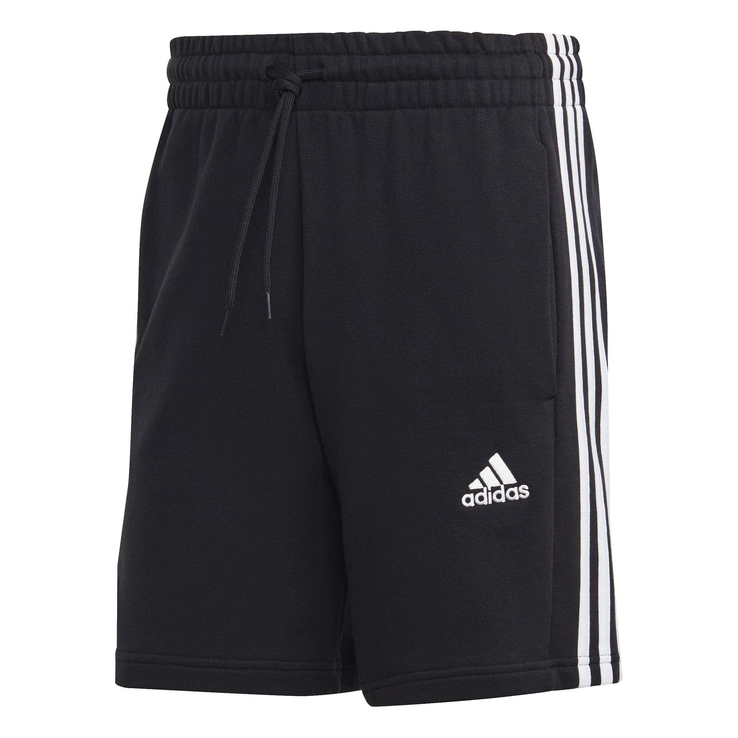 Essentials French Terry 3-Stripes Shorts, Black, A901_ONE, large image number 0