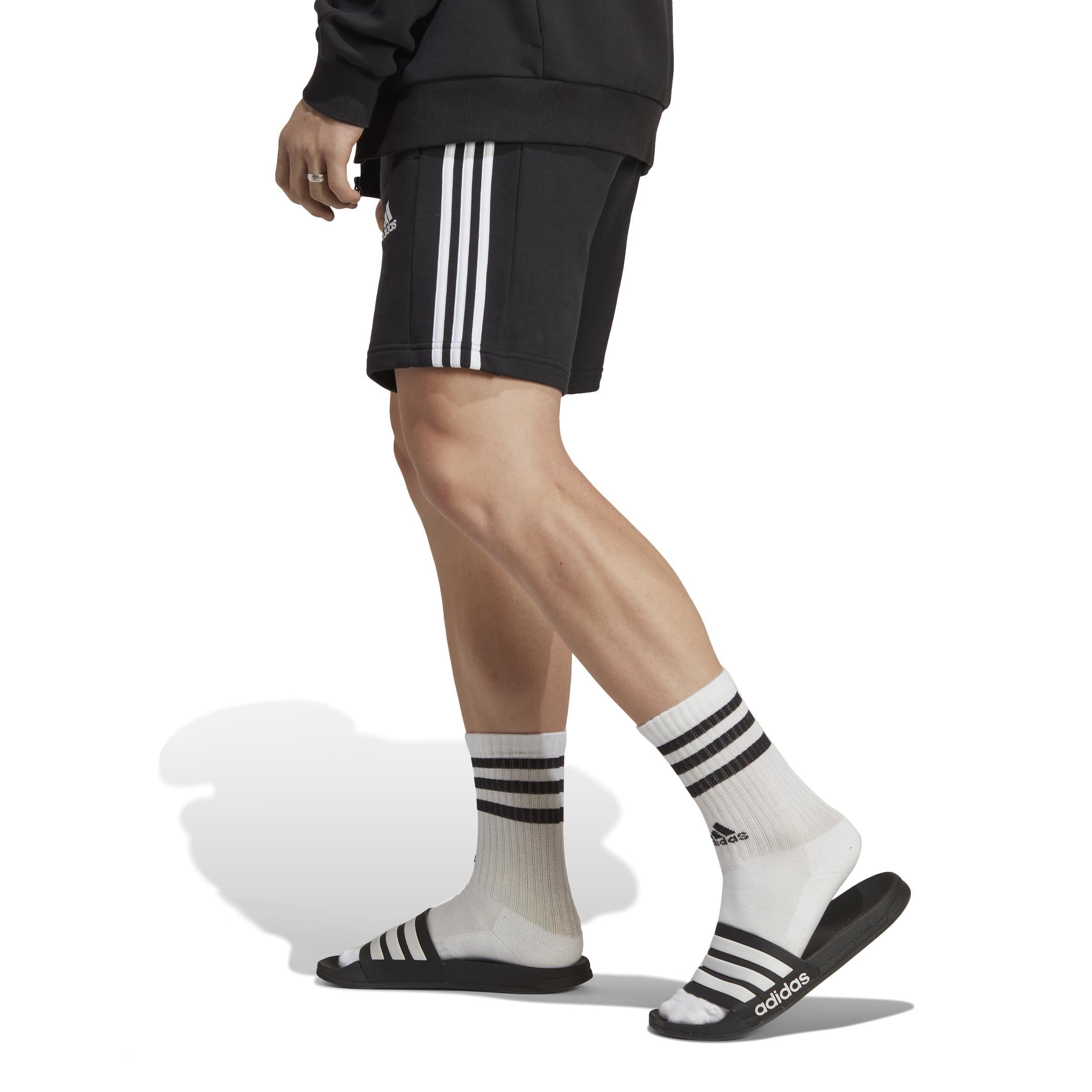 Essentials French Terry 3-Stripes Shorts, Black, A901_ONE, large image number 6