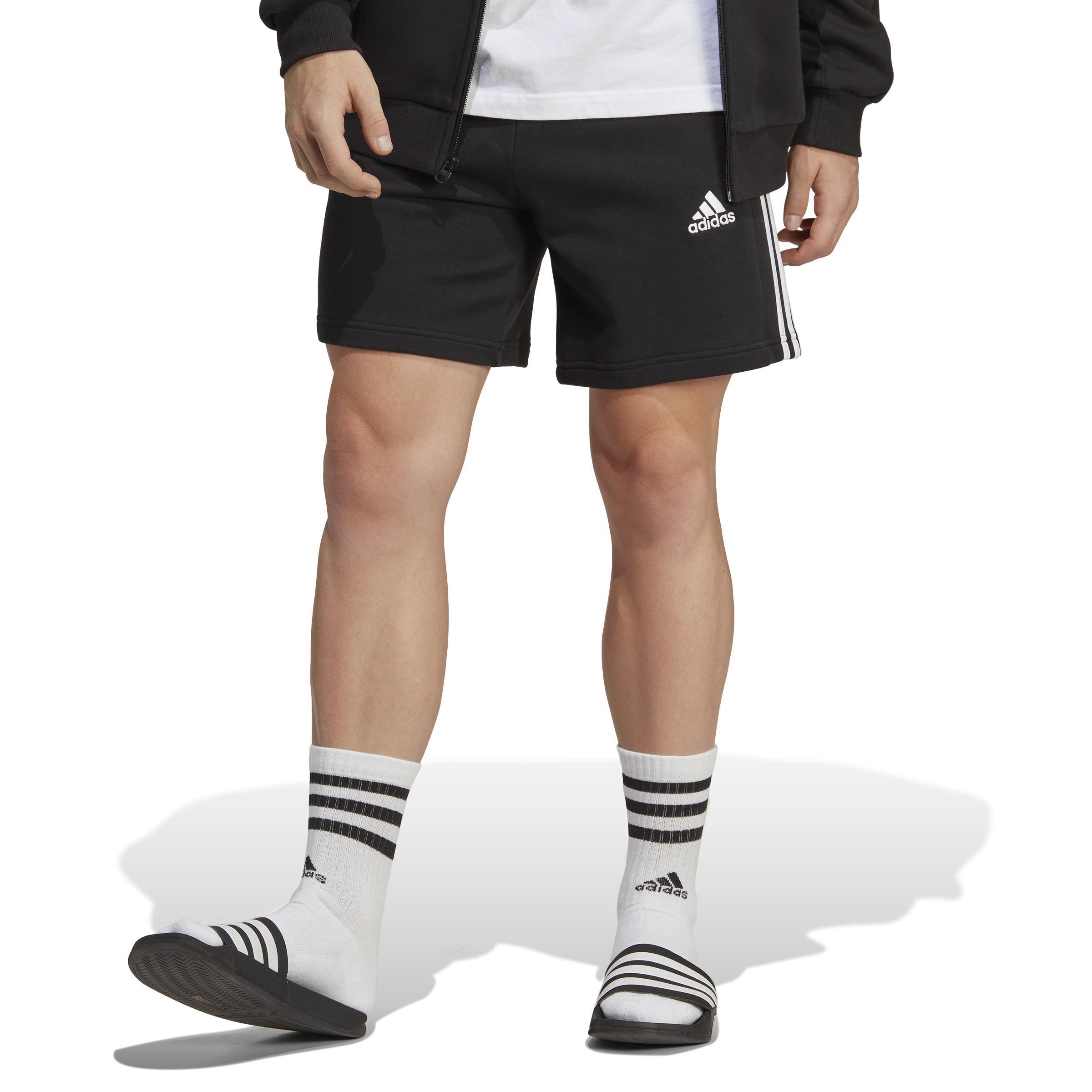 Essentials French Terry 3-Stripes Shorts, Black, A901_ONE, large image number 7