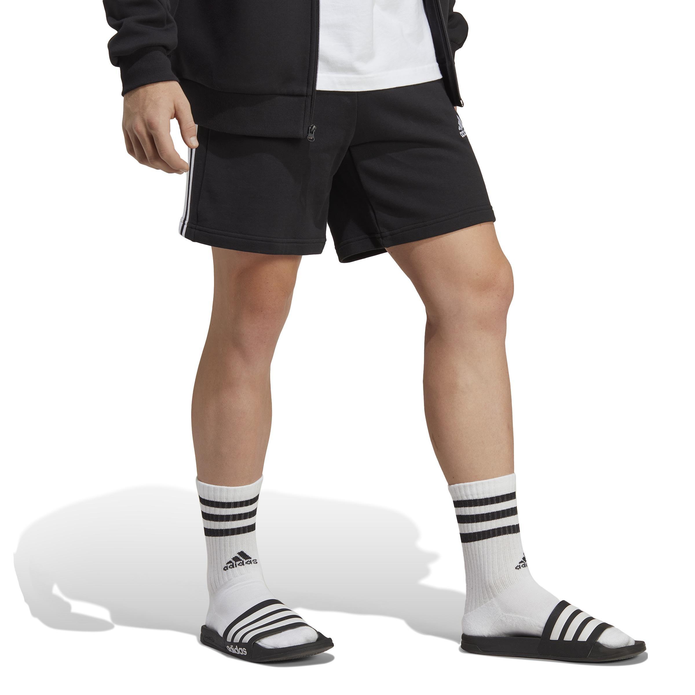 Essentials French Terry 3-Stripes Shorts, Black, A901_ONE, large image number 12