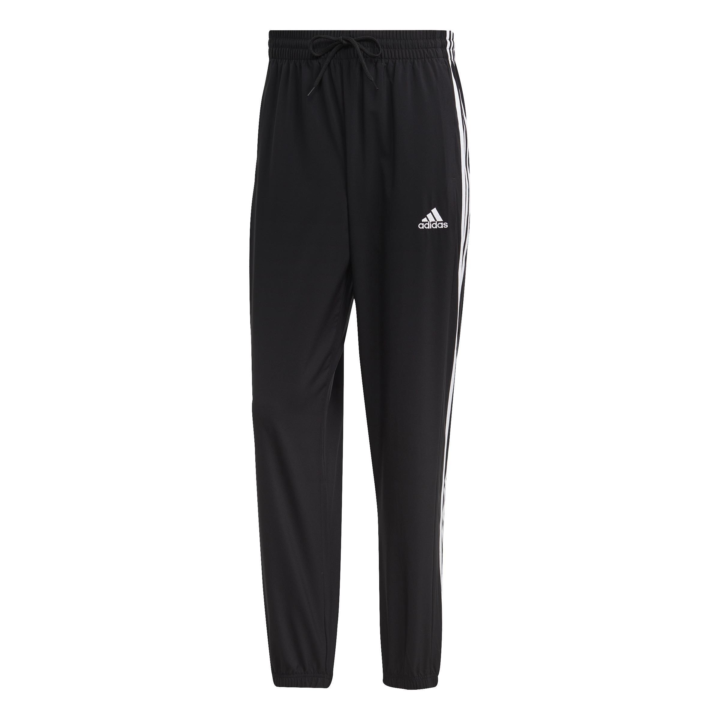 AEROREADY Essentials Elastic Cuff Woven 3-Stripes Tracksuit Bottoms, Black, A901_ONE, large image number 0