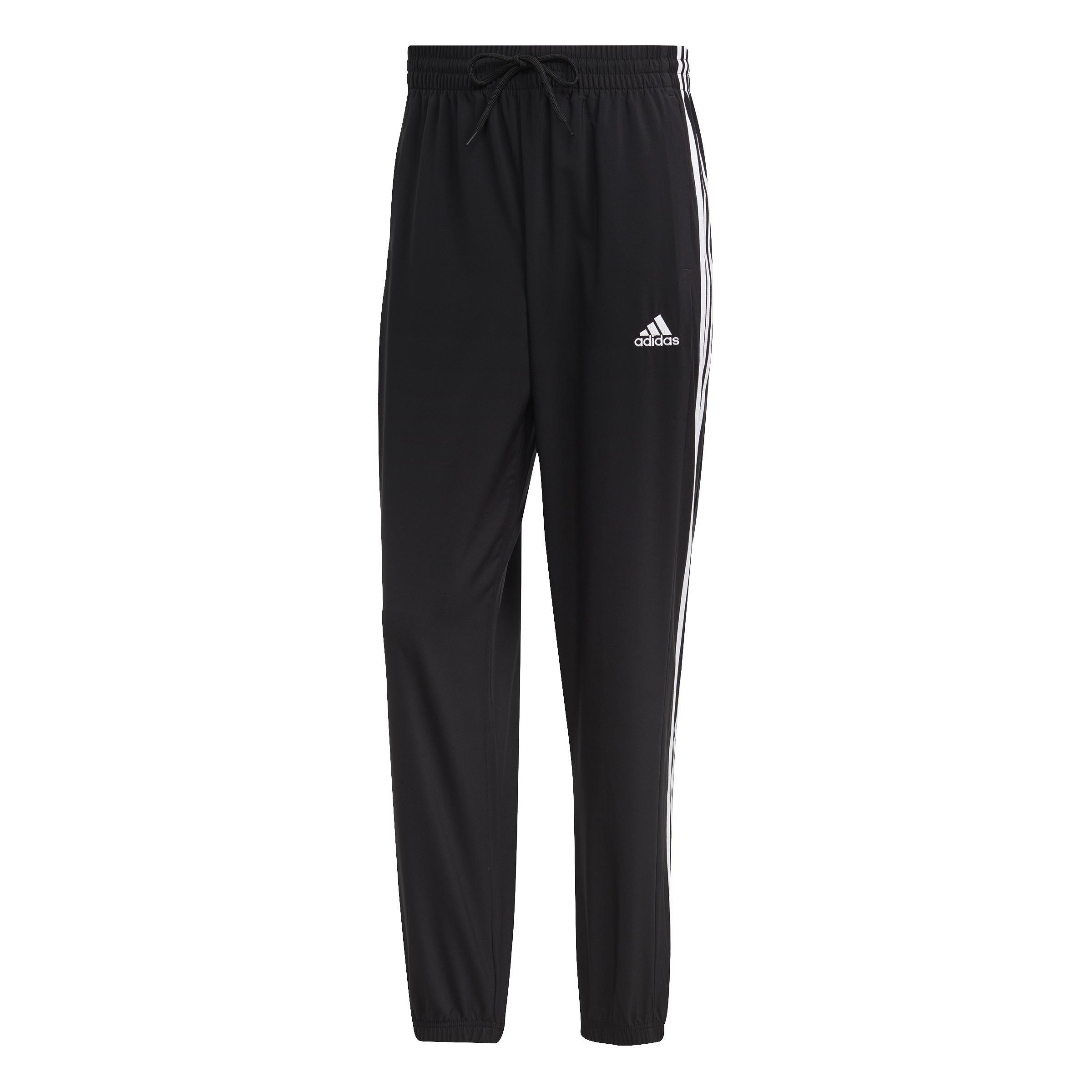 AEROREADY Essentials Elastic Cuff Woven 3-Stripes Tracksuit Bottoms, Black, A901_ONE, large image number 1