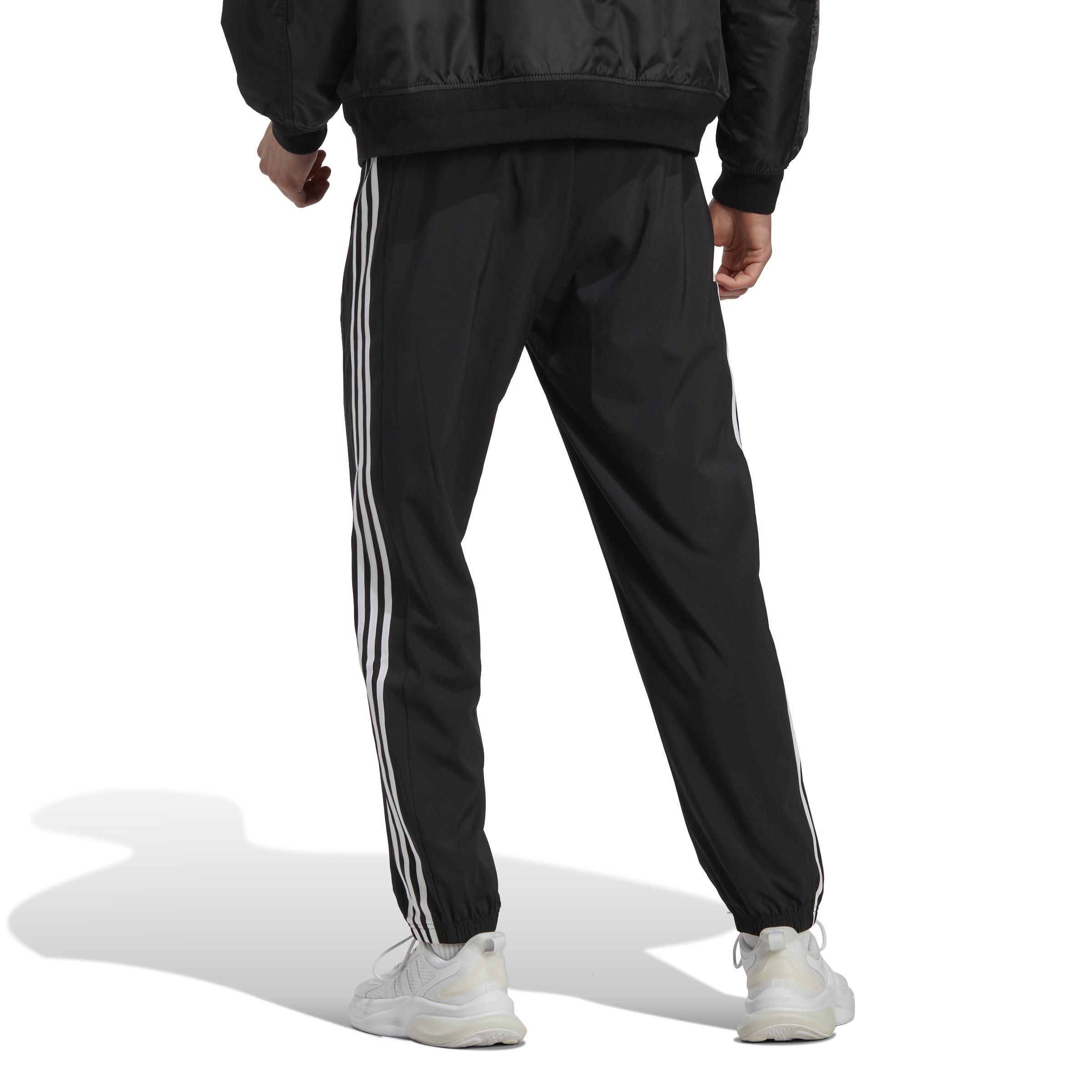 AEROREADY Essentials Elastic Cuff Woven 3-Stripes Tracksuit Bottoms, Black, , large image number 2