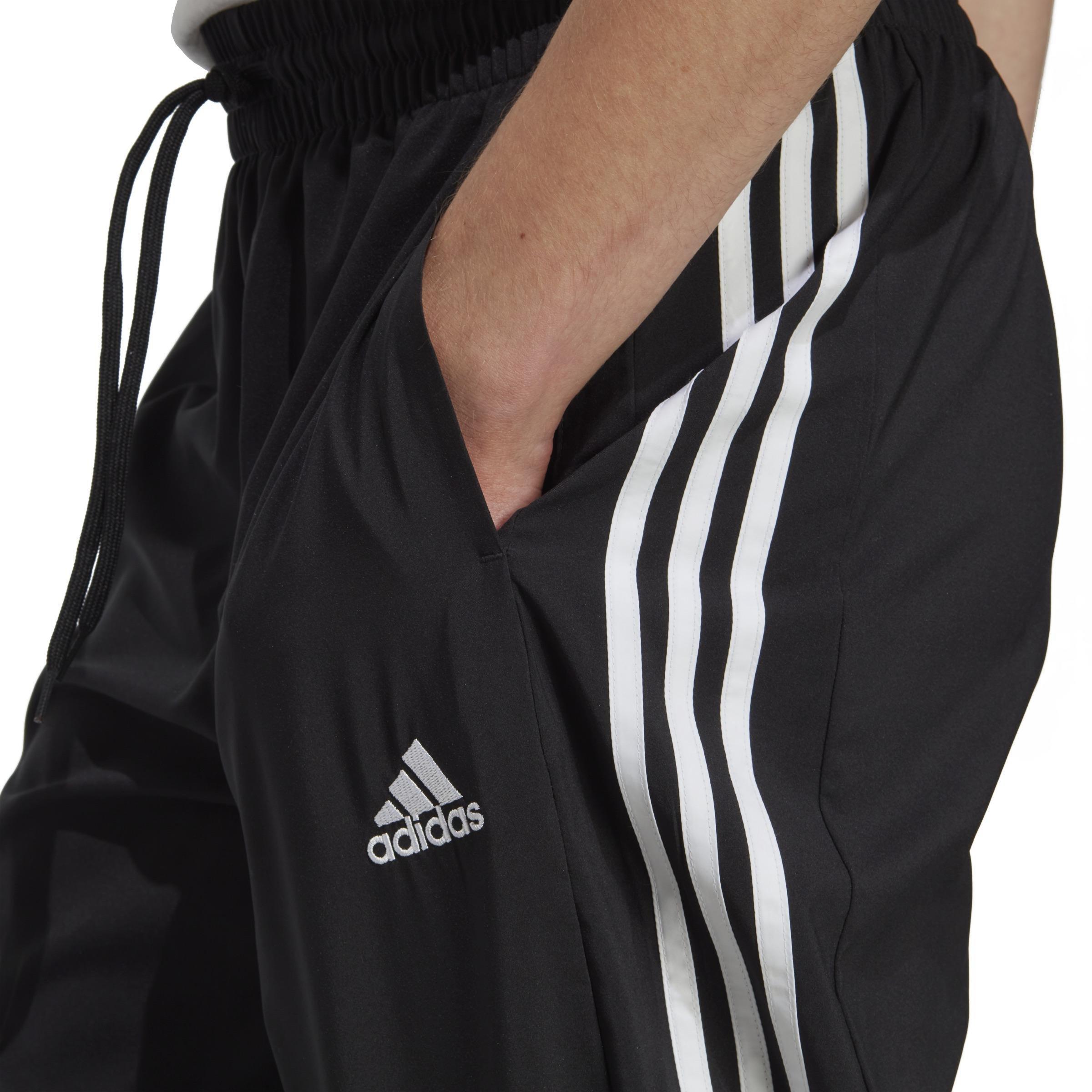 AEROREADY Essentials Elastic Cuff Woven 3-Stripes Tracksuit Bottoms, Black, A901_ONE, large image number 3