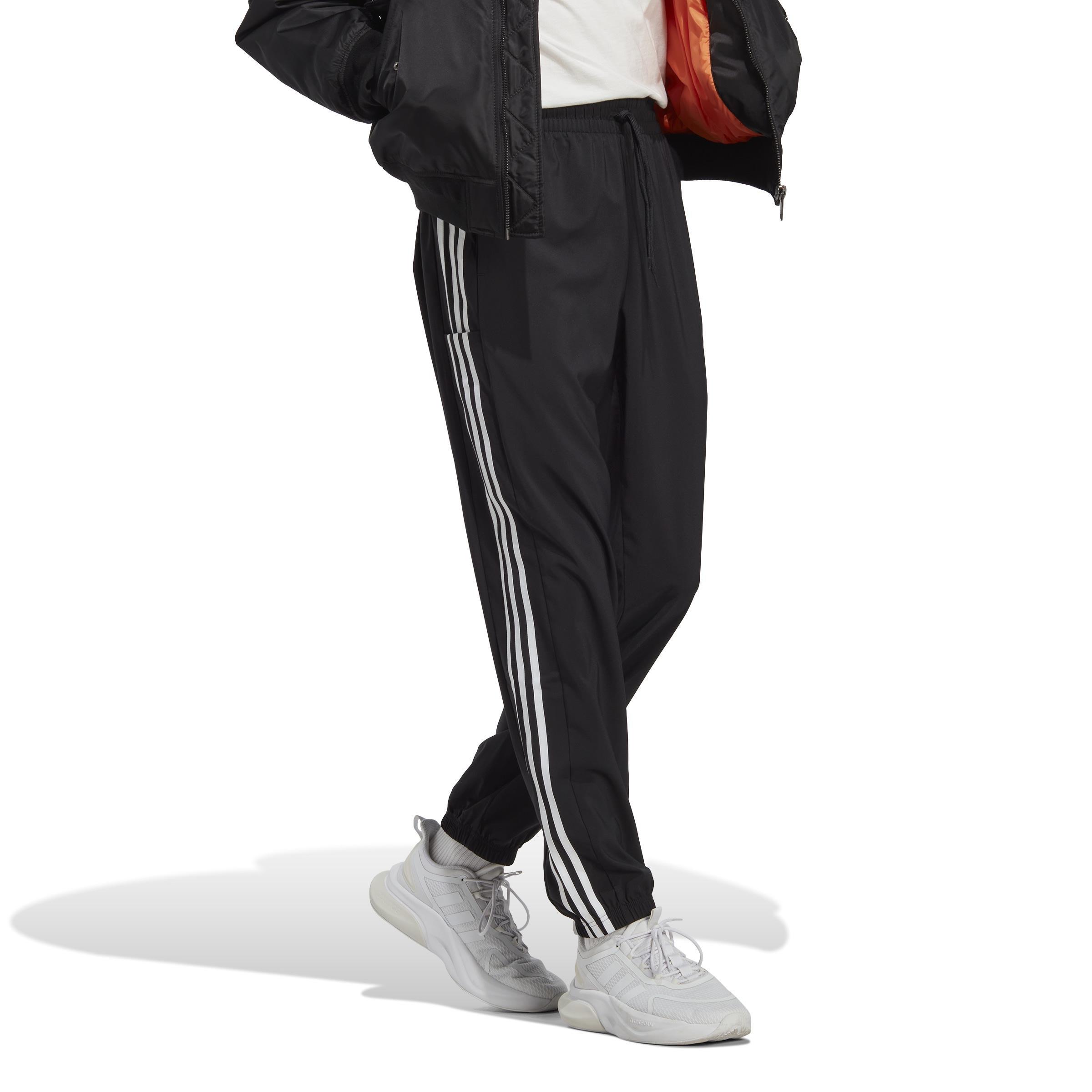 AEROREADY Essentials Elastic Cuff Woven 3-Stripes Tracksuit Bottoms, Black, A901_ONE, large image number 6