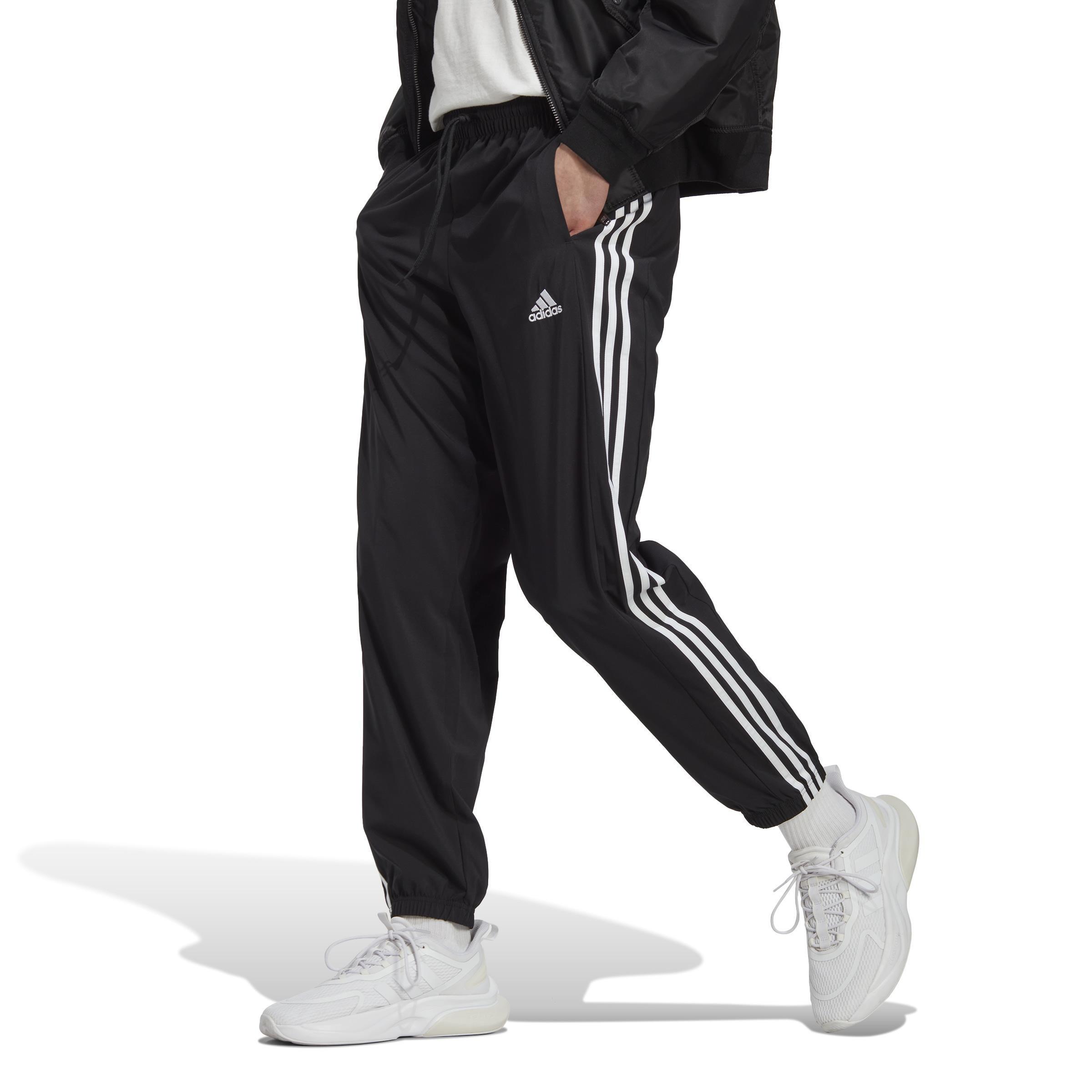 AEROREADY Essentials Elastic Cuff Woven 3-Stripes Tracksuit Bottoms, Black, , large image number 12
