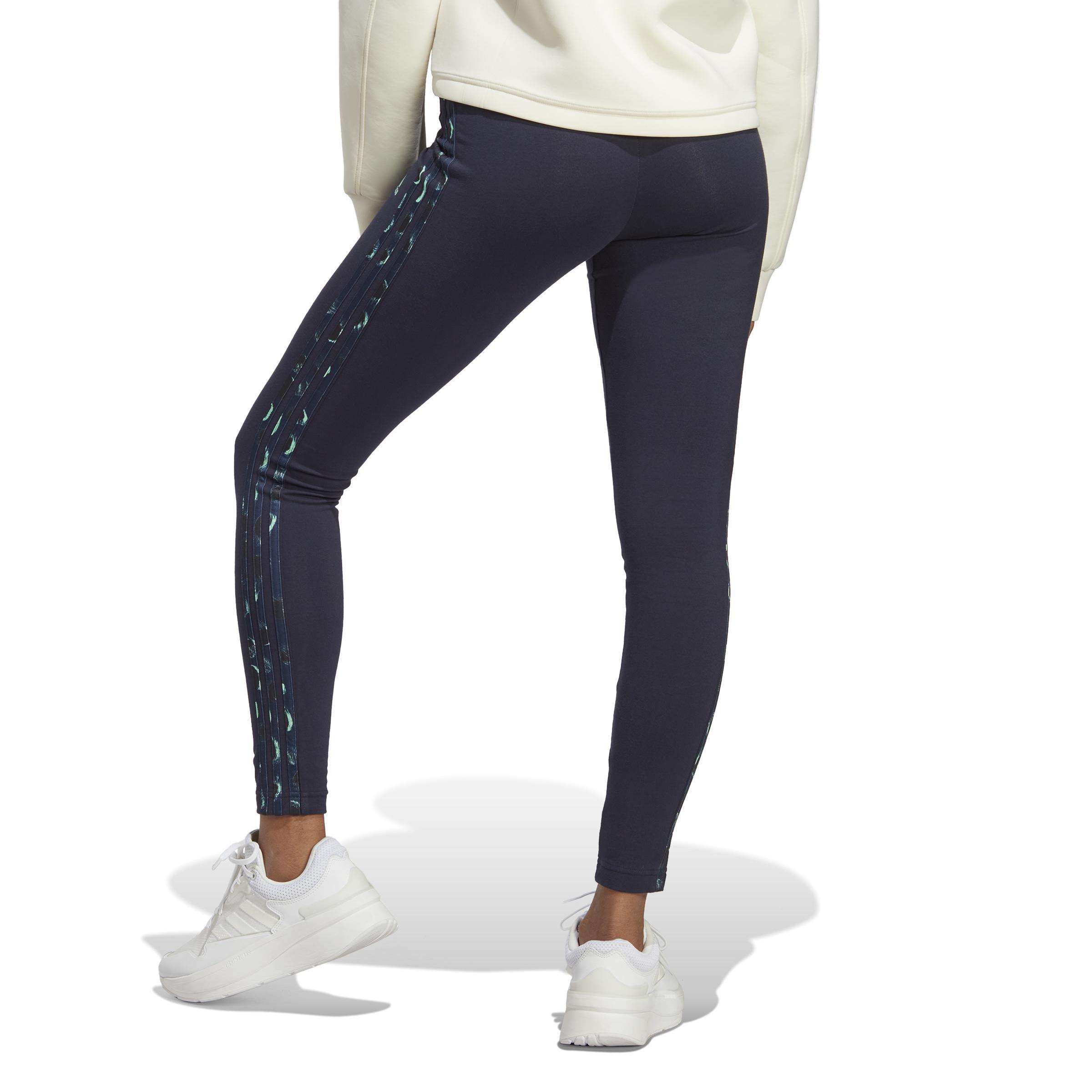 Essentials 3-Stripes Animal Print Leggings, Blue, A901_ONE, medium