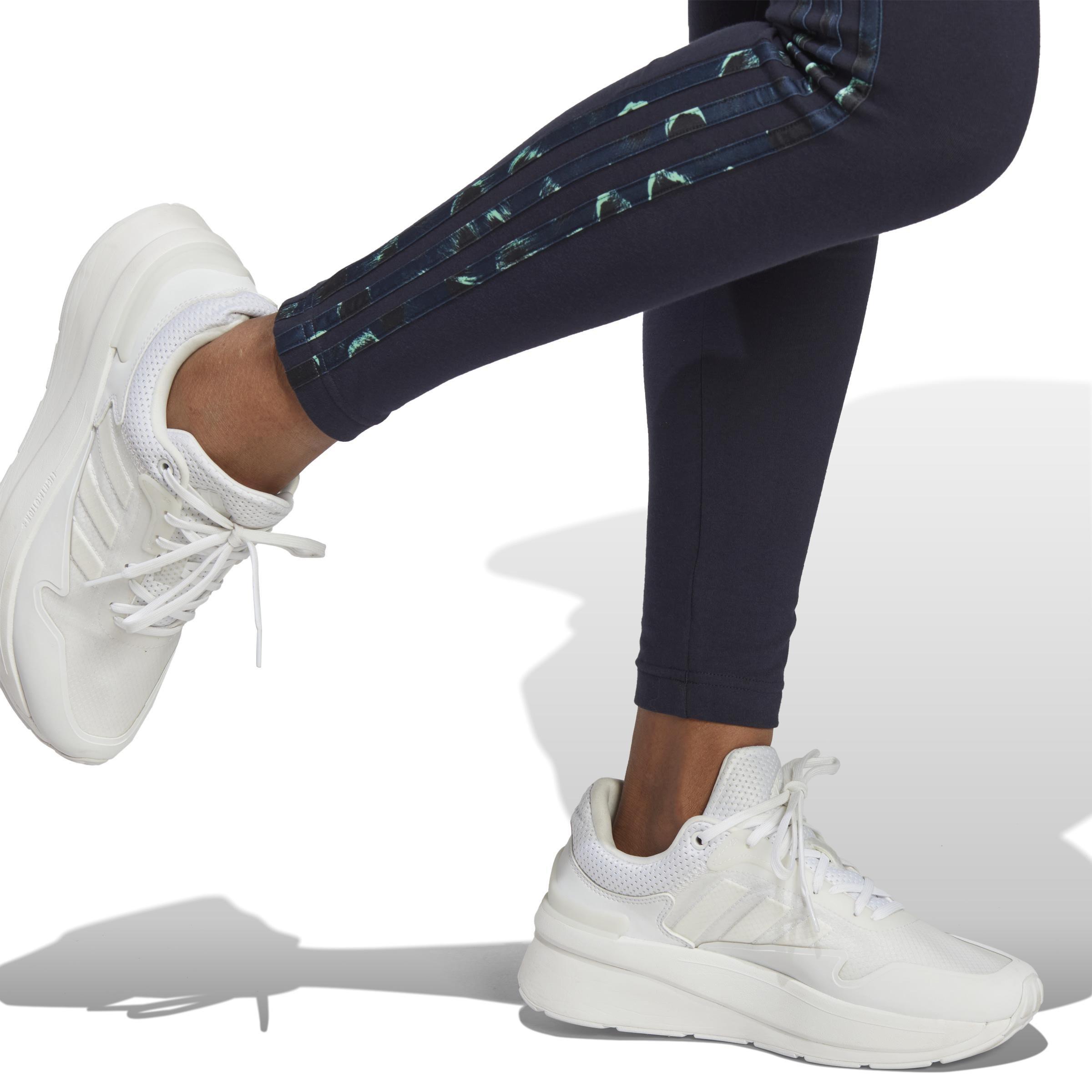 Essentials 3-Stripes Animal Print Leggings, Blue, , large image number 3