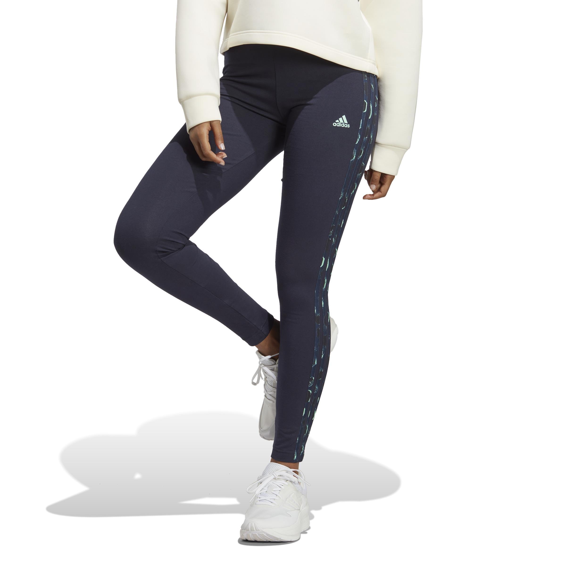 Essentials 3-Stripes Animal Print Leggings, Blue, A901_ONE, large image number 9