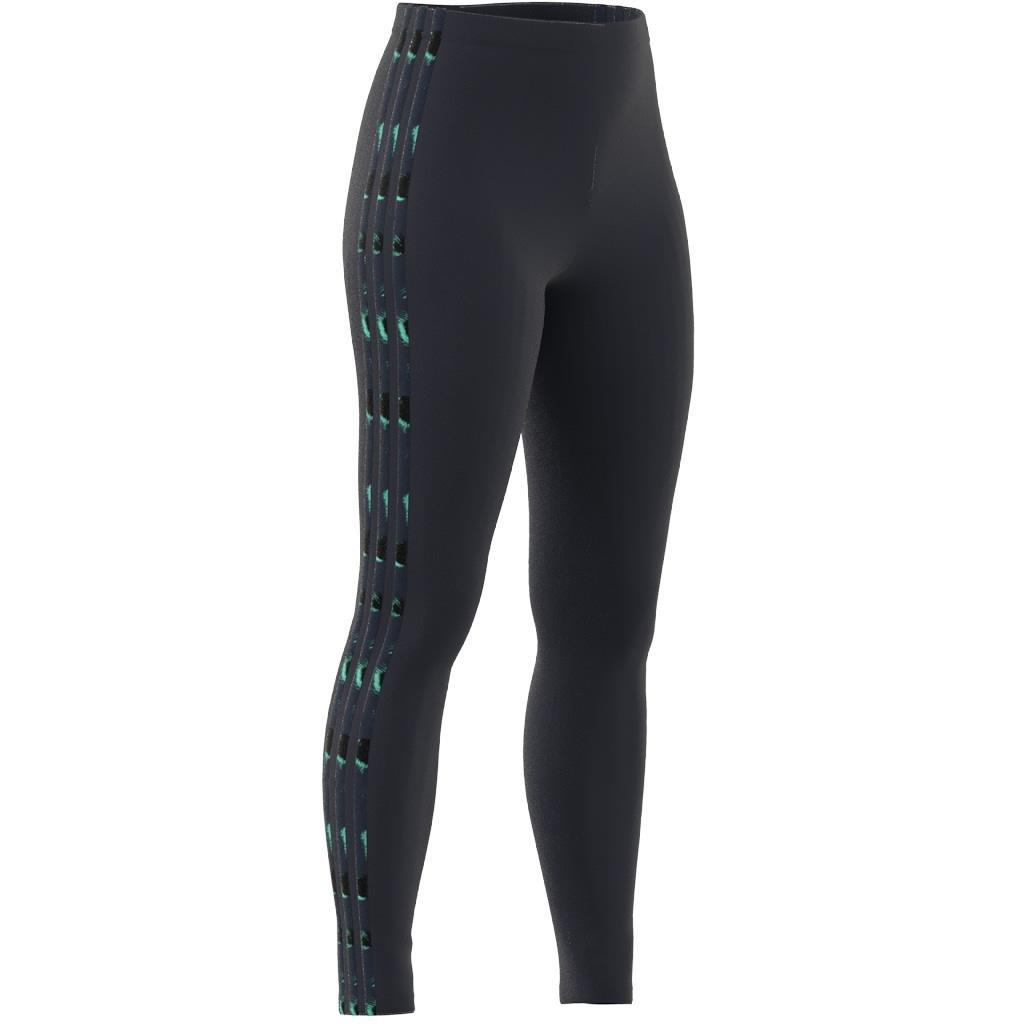 Essentials 3-Stripes Animal Print Leggings, Blue, , large image number 10