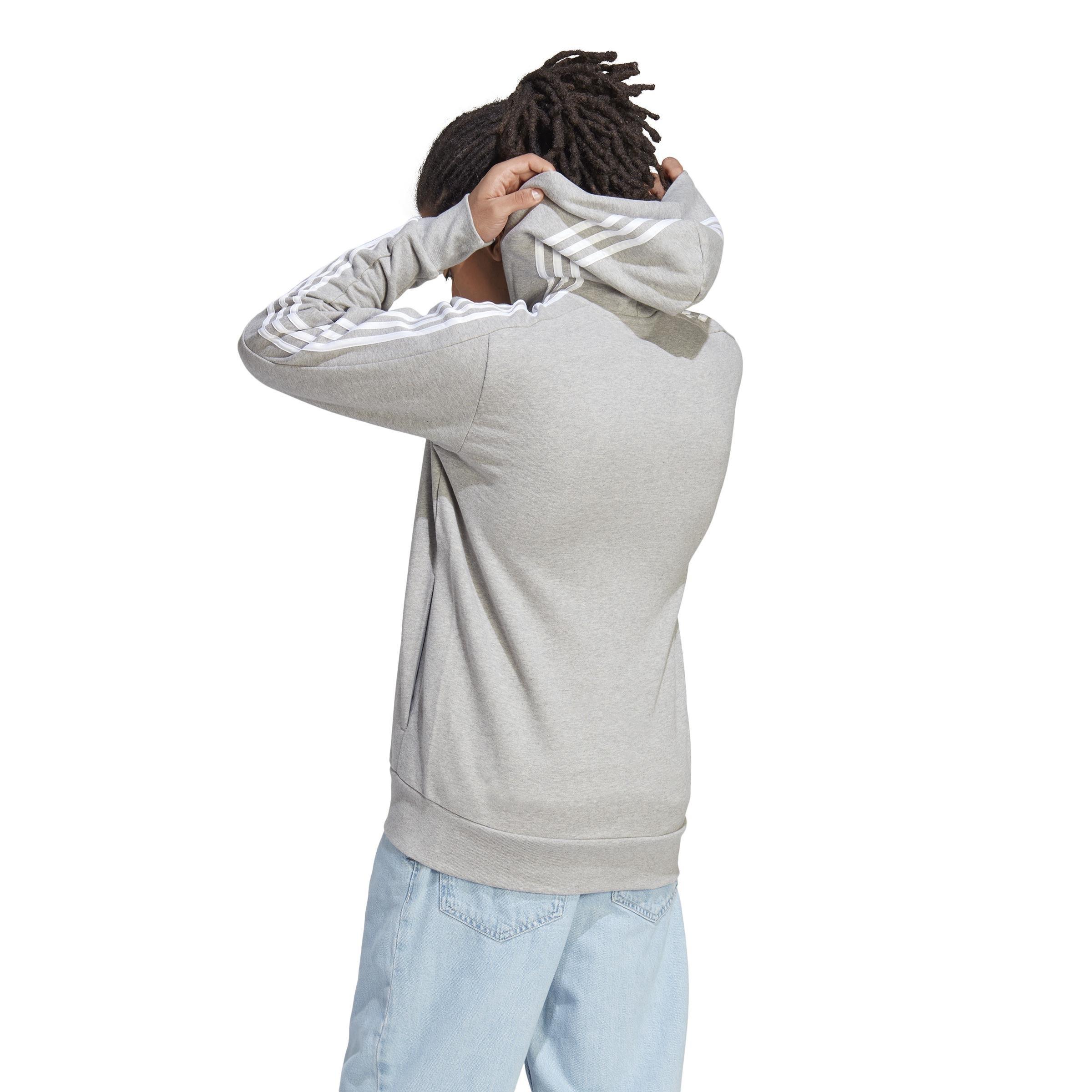 Essentials French Terry 3-Stripes Full-Zip Hoodie, Grey, , large image number 3