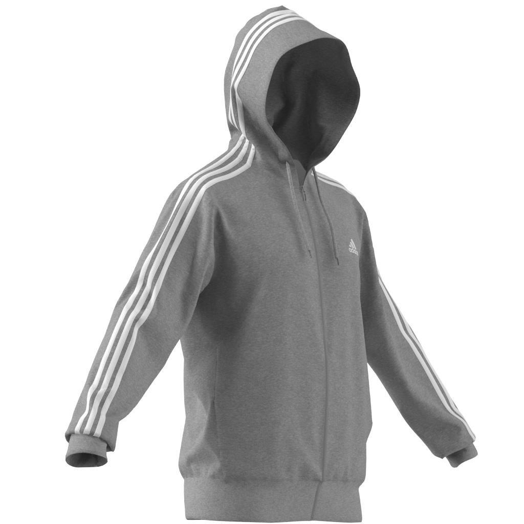 Essentials French Terry 3-Stripes Full-Zip Hoodie, Grey, , large image number 6