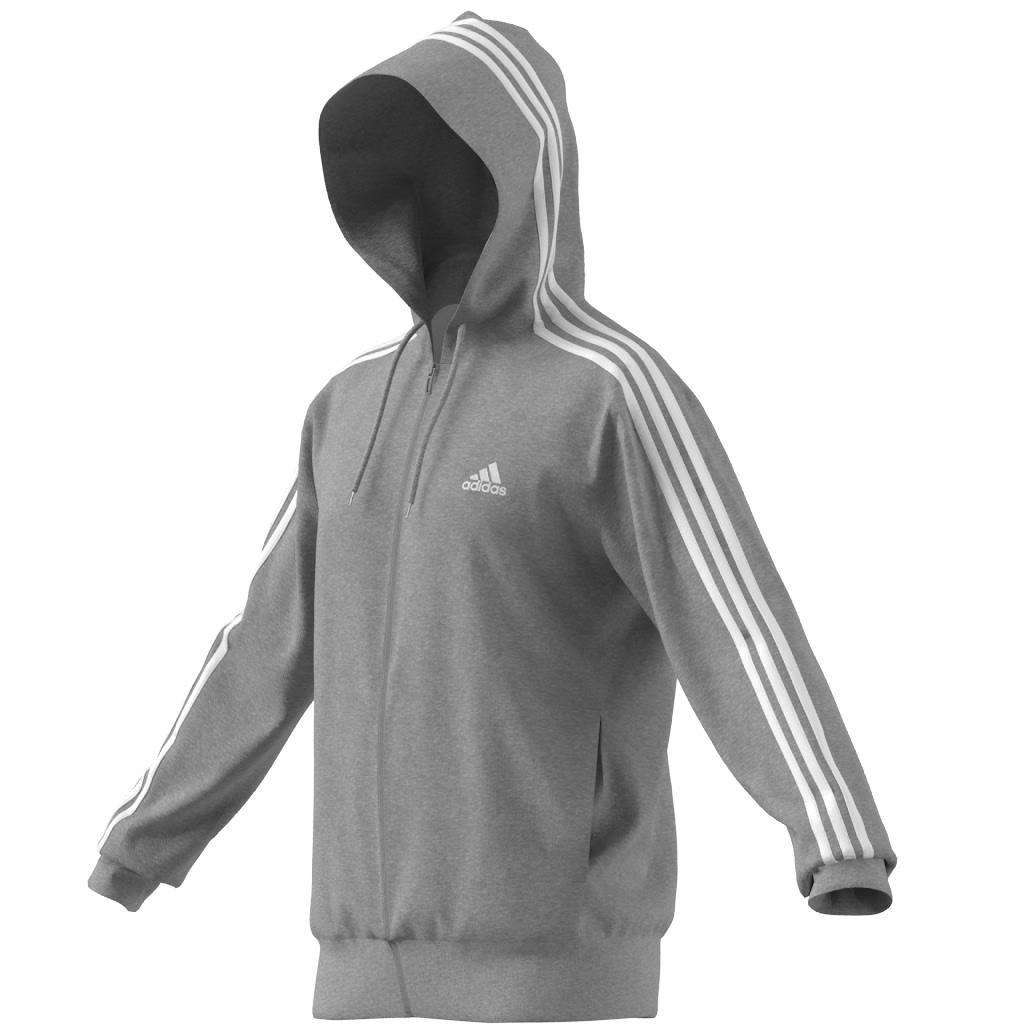 Essentials French Terry 3-Stripes Full-Zip Hoodie, Grey, , large image number 13