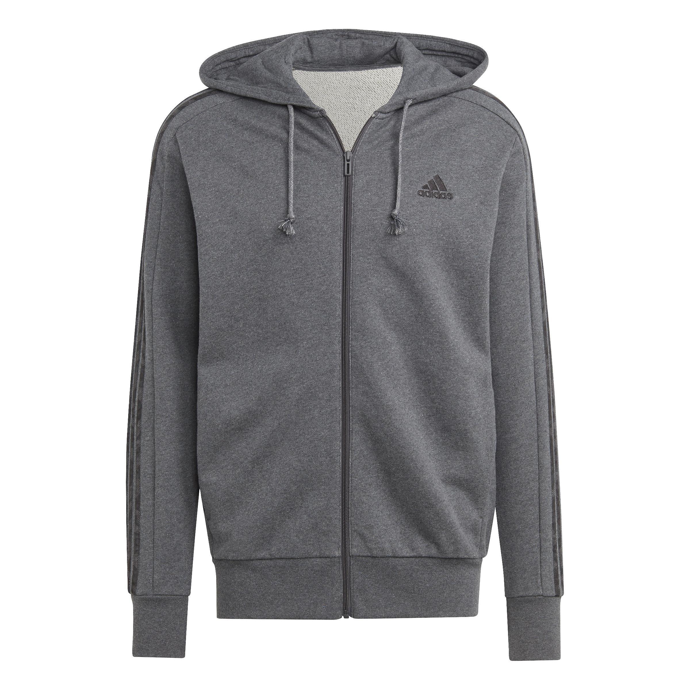 Essentials French Terry 3-Stripes Full-Zip Hoodie, Grey, A901_ONE, large image number 2